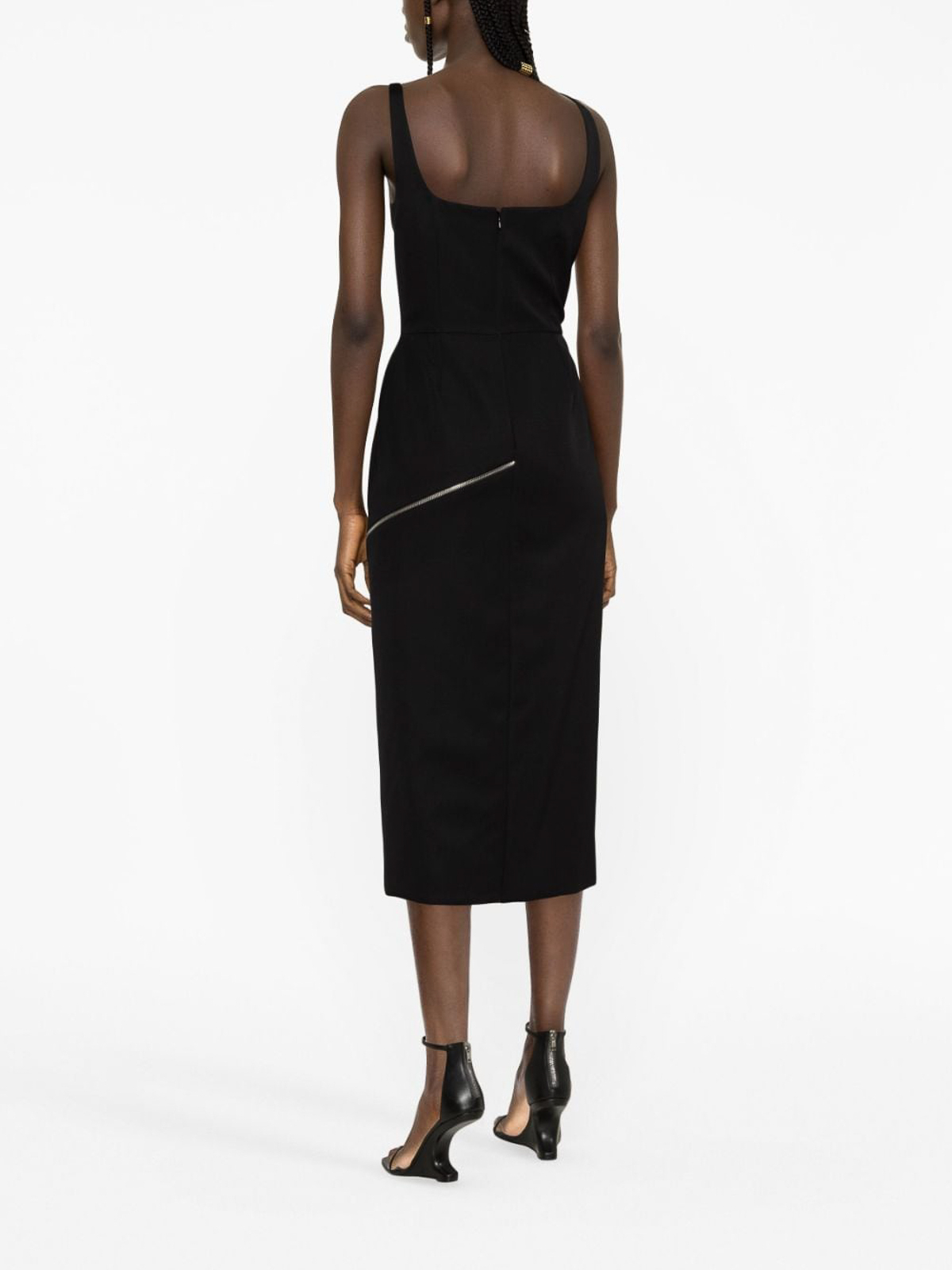 ワンピース alexander mcqueen DRESS (757633QJAAC 1000) Alexander Mcqueen zip-embellished midi dress | 757633QJAAC1000
