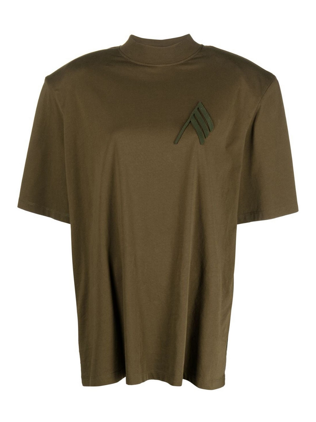 T shirts The Attico Khaki kilie shoulder pad cotton t shirt