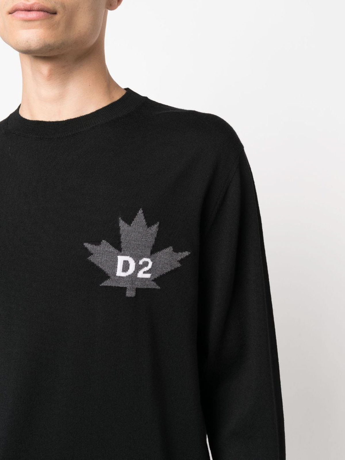 Shop Dsquared2 Intarsia-knit Logo Sweatshirt In Negro