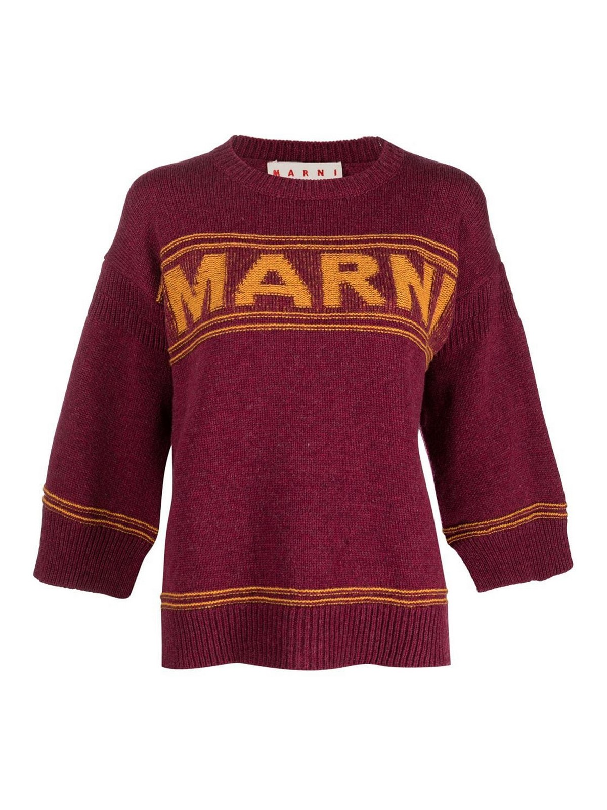 Marni intarsia-knit-logo virgin-wool sweater, Blue
