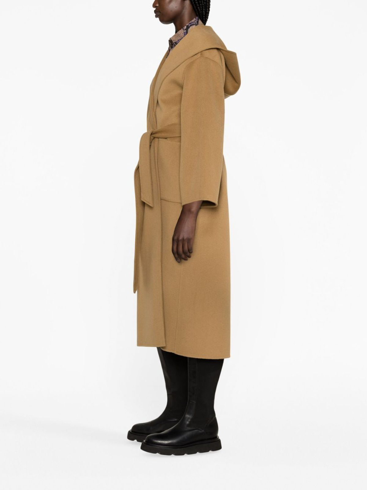 Pinko Shawl-lapel hooded wool coat - Light Brown | 101634Y27PMOC