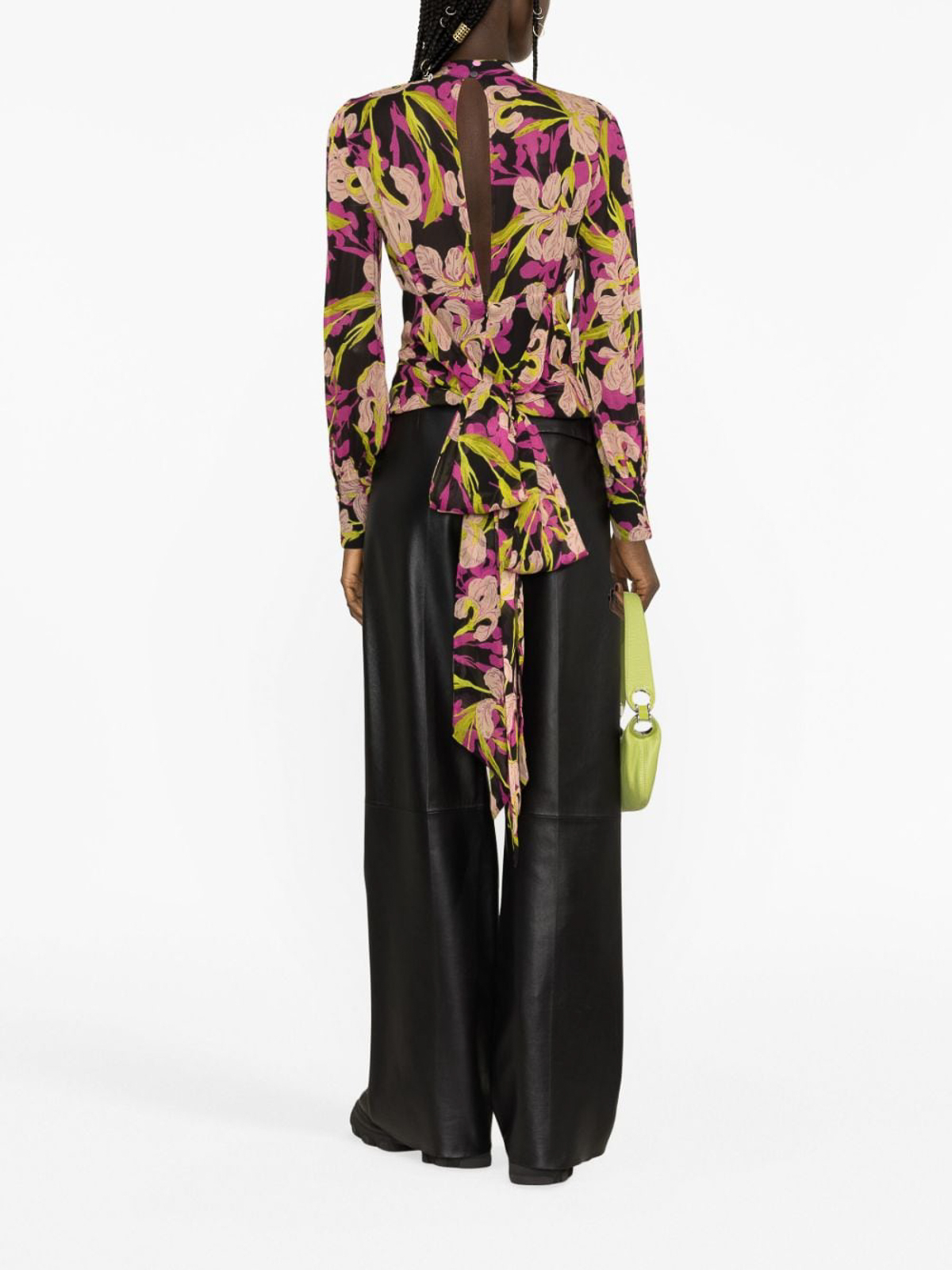 Shop Pinko Iris-print Cut-out Blouse In Multicolour