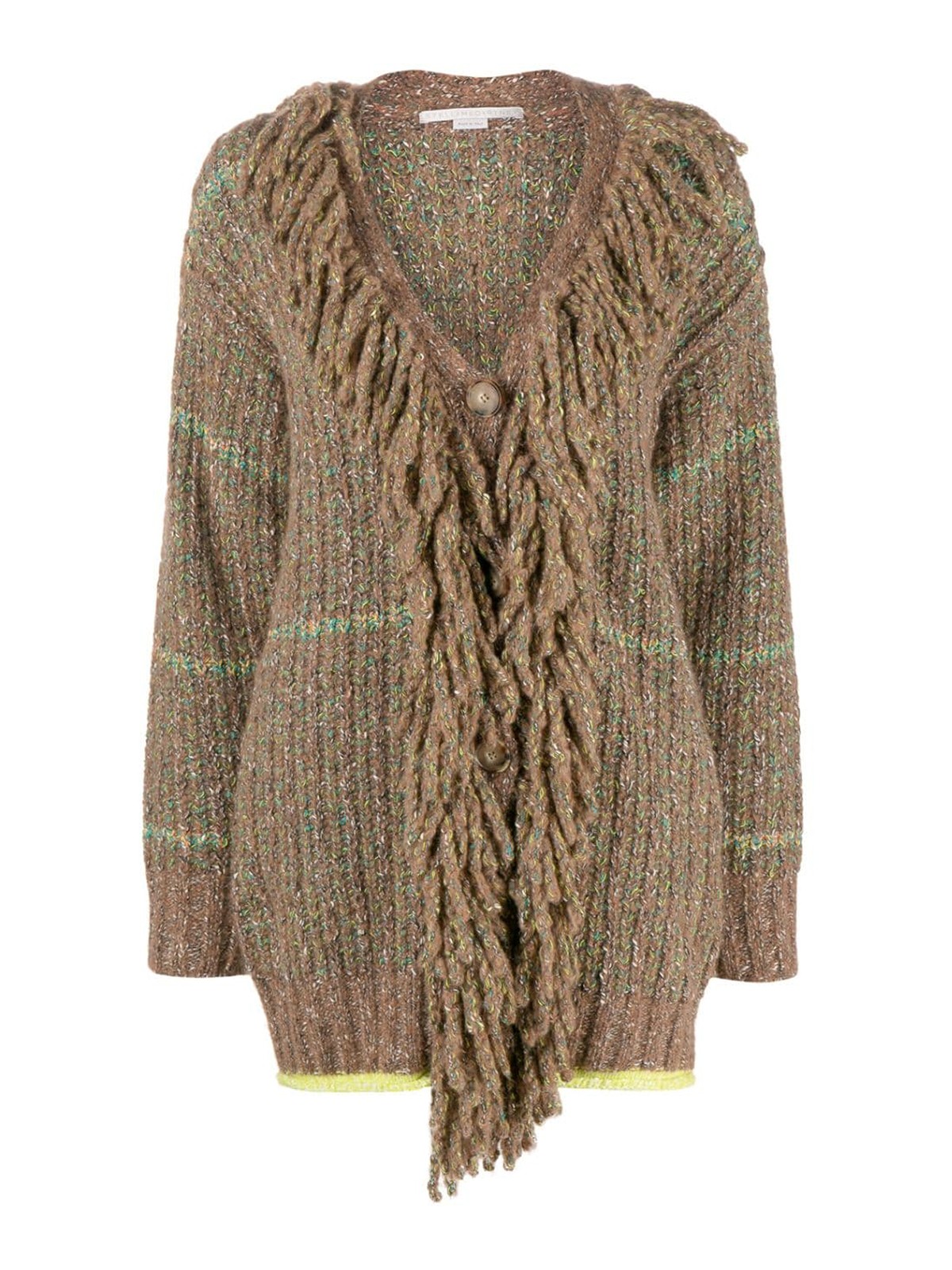 Shop Stella Mccartney Cable-knit Tweed Cardi-coat In Multicolour