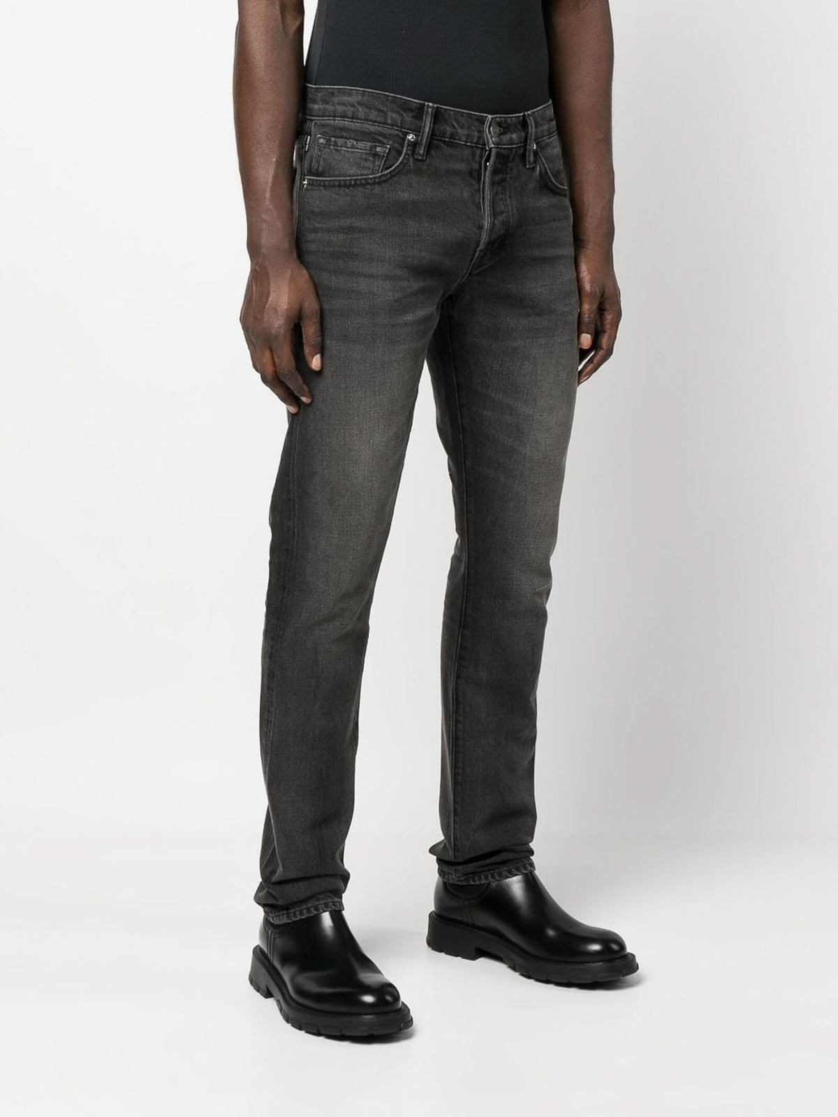 Shop Tom Ford Selvedge Straight-leg Jeans In Black