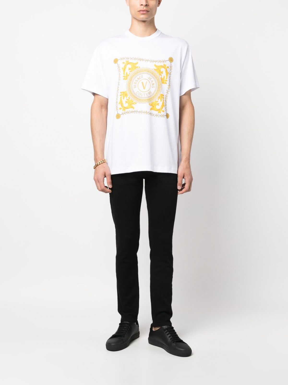 Shop Versace Jeans Couture Logo-print T-shirt In White