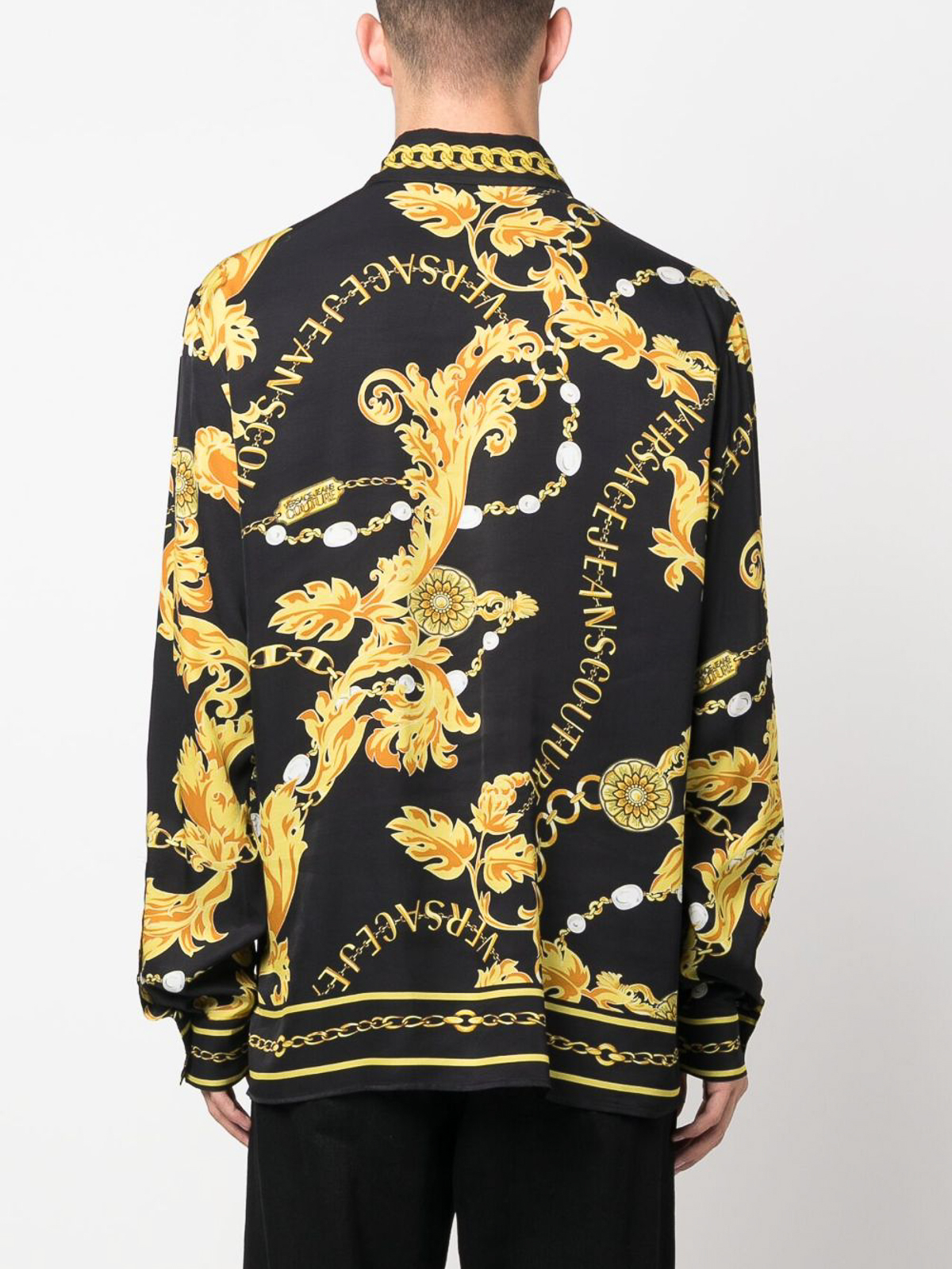 Shop Versace Jeans Couture Baroque-pattern Shirt In Black