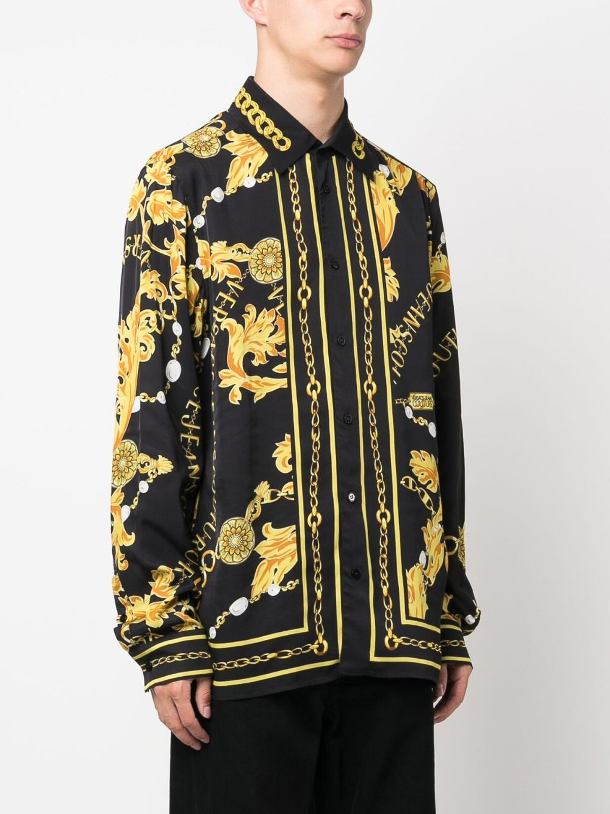 Shop Versace Jeans Couture Baroque-pattern Shirt In Black