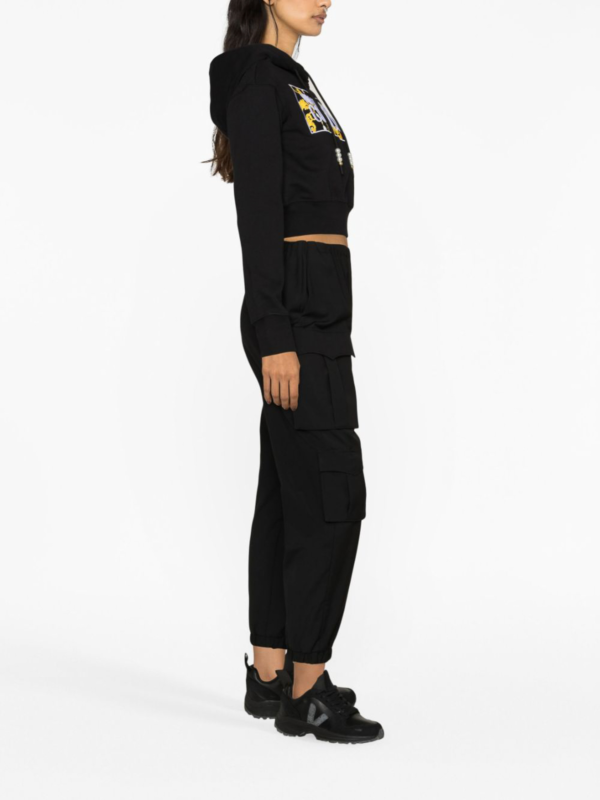 Shop Versace Jeans Couture Logo-patch Hoodie In Black