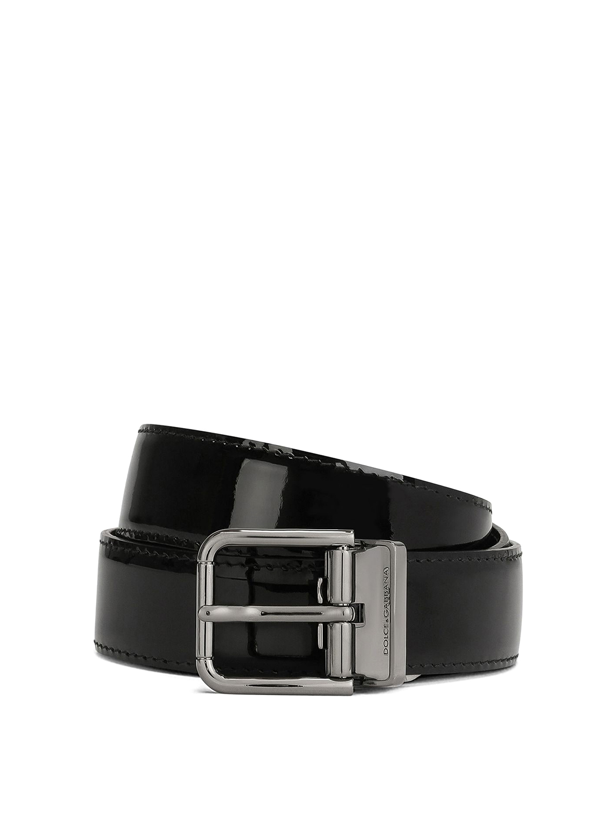 Dolce & Gabbana Engraved-logo Belt In Negro