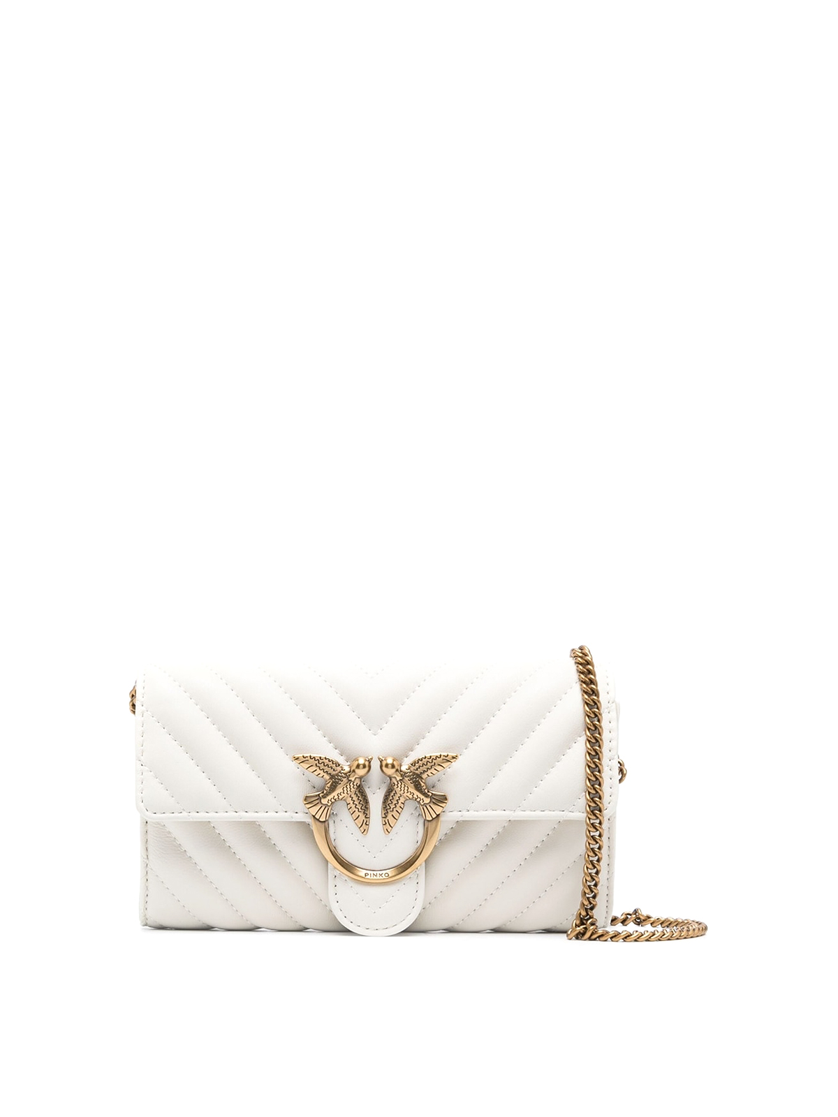 Pinko Love One Quilted Shoulder Bag In White