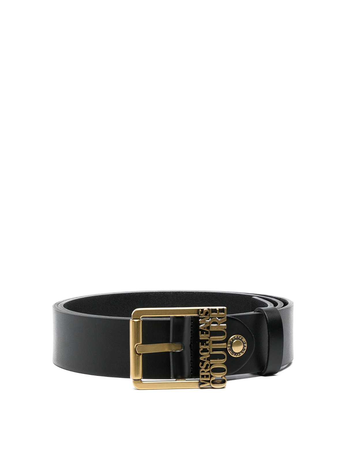 VERSACE JEANS COUTURE logo-plaque belt GOLD AND BLACK Belt . VERSACE JEANS COUTURE Black/Gold V-Emblem Square Buckle  main image 2