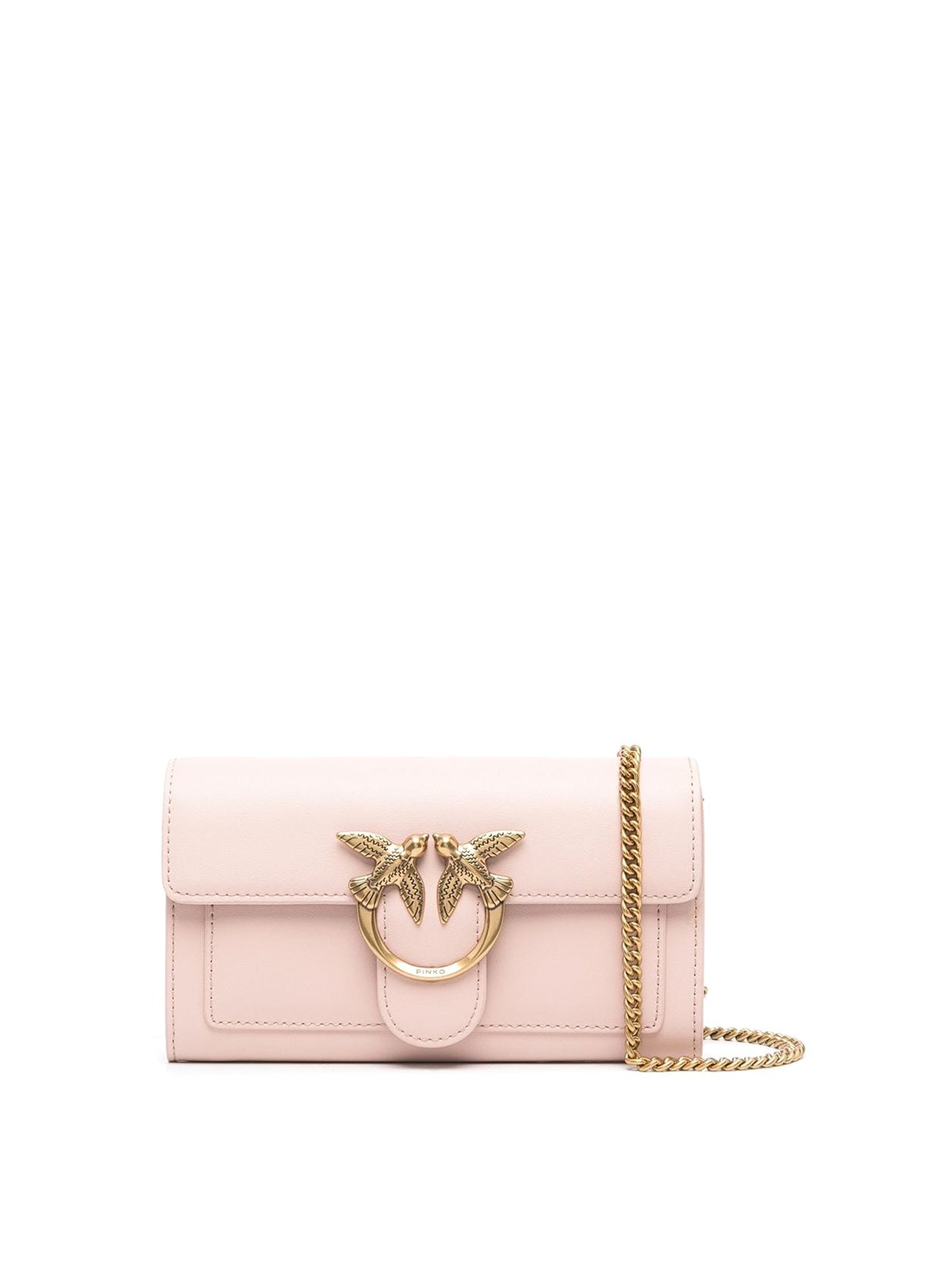 Pinko Love One Leather Crossbody Bag In Light Pink