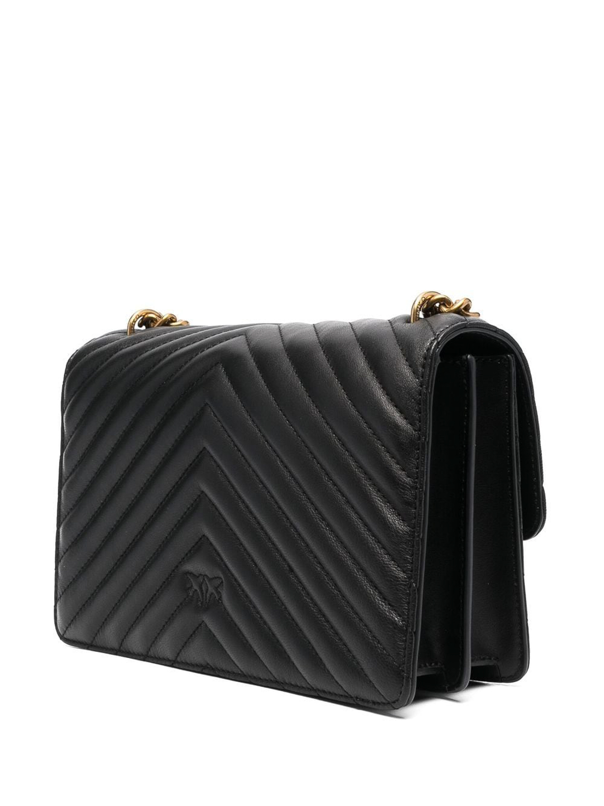 Shop Pinko Classic Icon Chevron-quilted Love-bag In Black