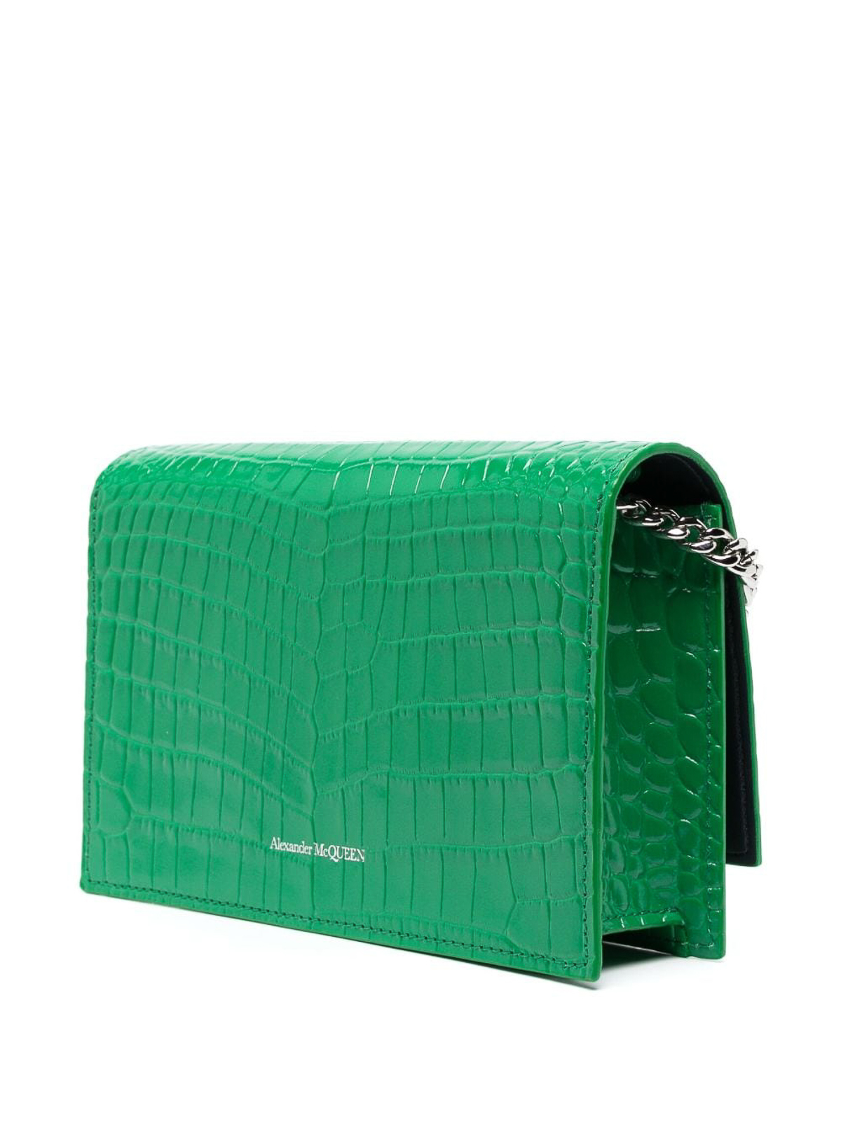 Shop Alexander Mcqueen Skull Crocodile-embossed Bag In Green