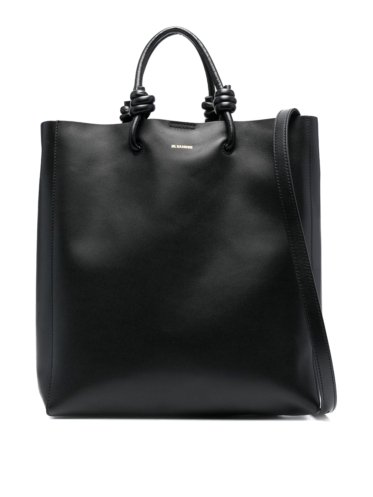 Shop Jil Sander Knot-detail Leather Tote Bag In Black