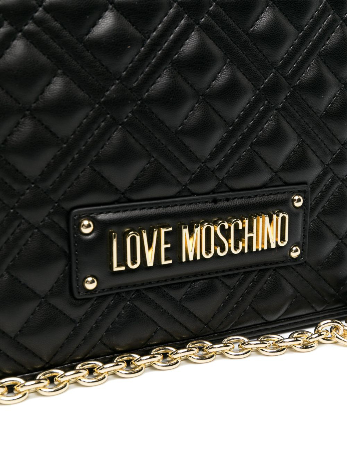 Shop Love Moschino Quilted Shoulder Bag In Black