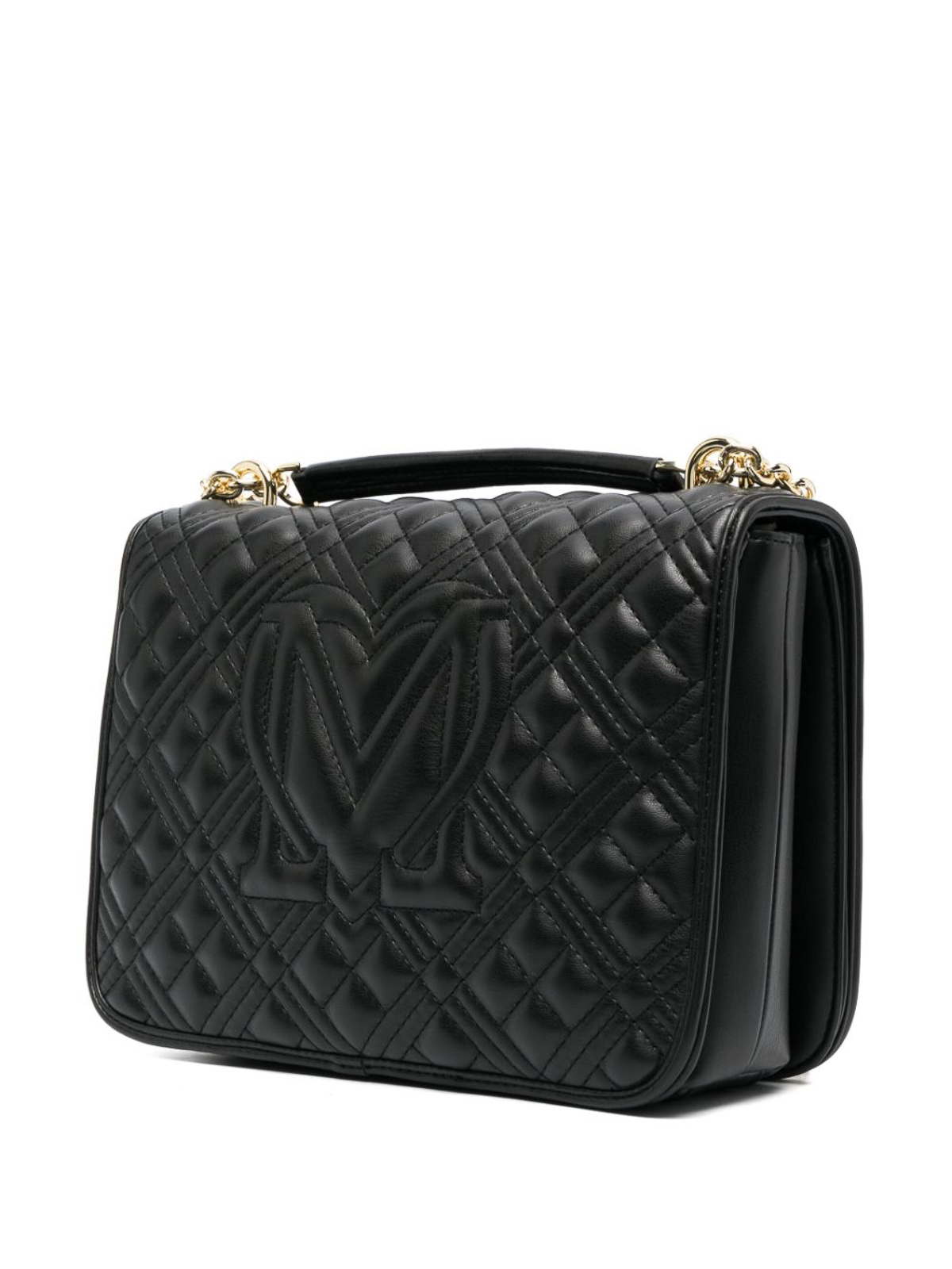 Shop Love Moschino Quilted Shoulder Bag In Black