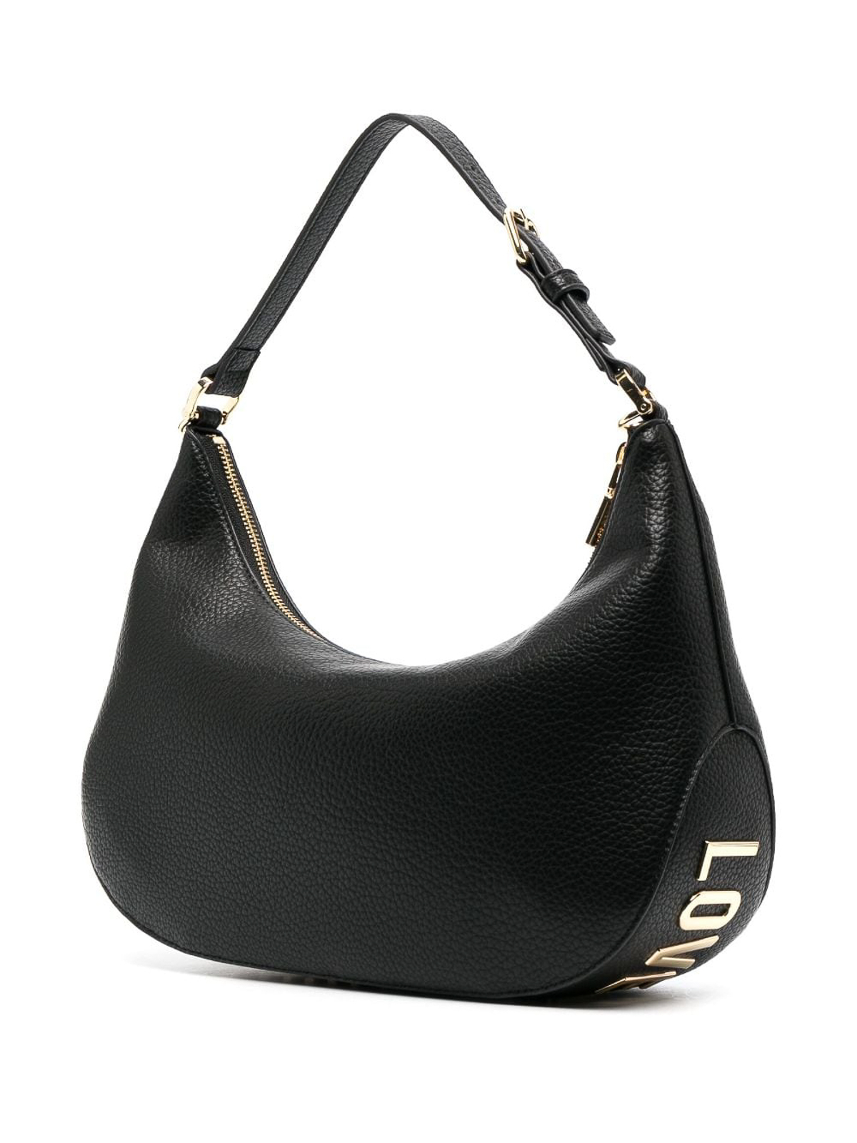 Shop Love Moschino Logo-plaque Shoulder Bag In Black