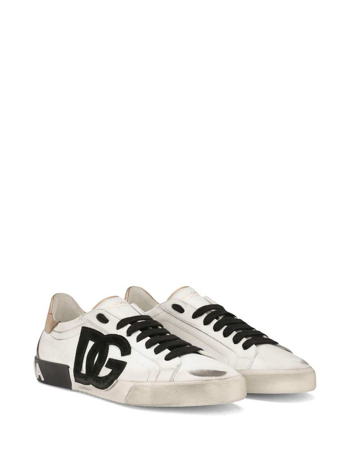 Dolce & Gabbana White Leather Portofino Low Top Sneakers Shoes