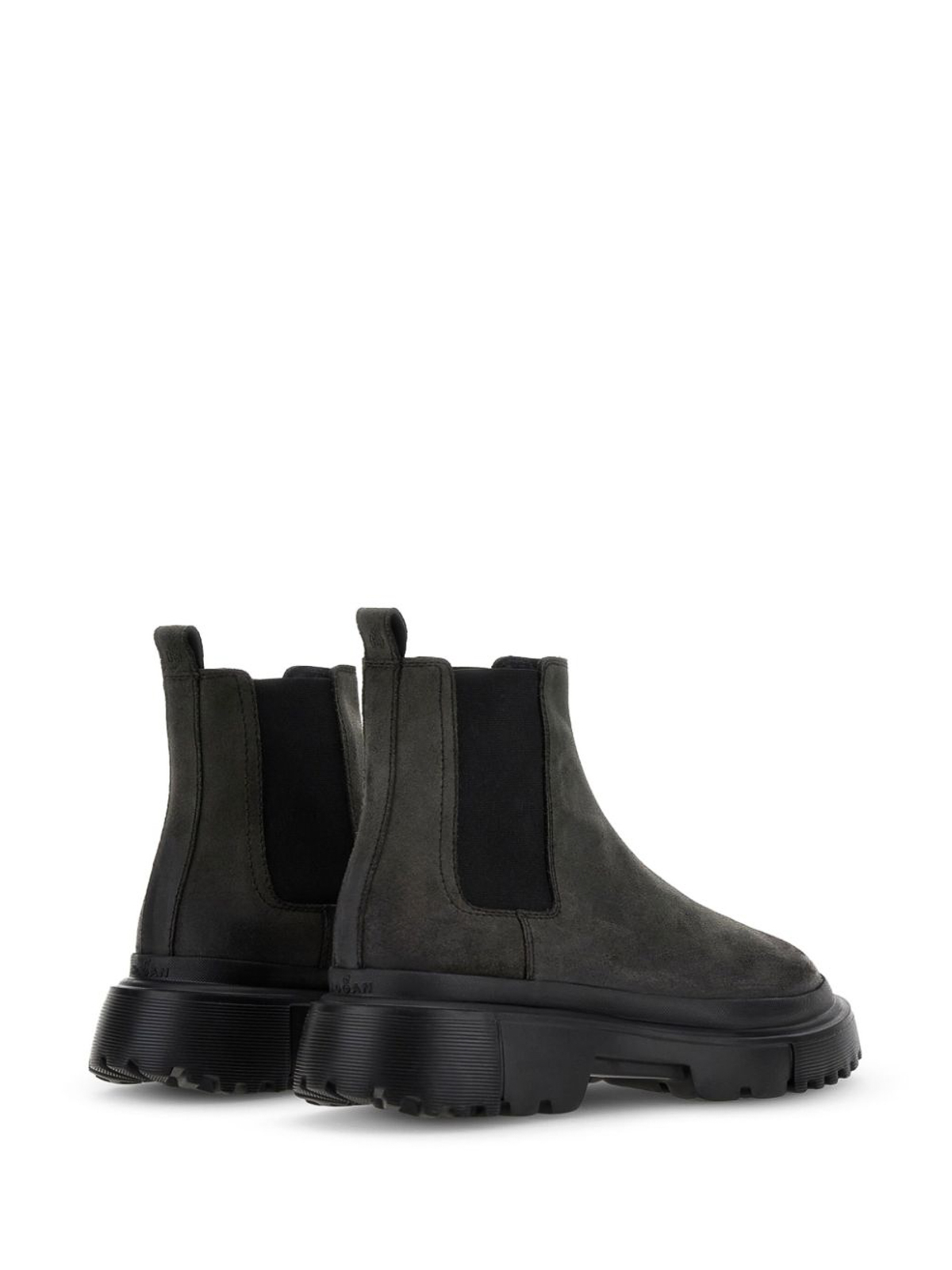 Shop Hogan Chelsea Round-toe Suede Boots In Grey