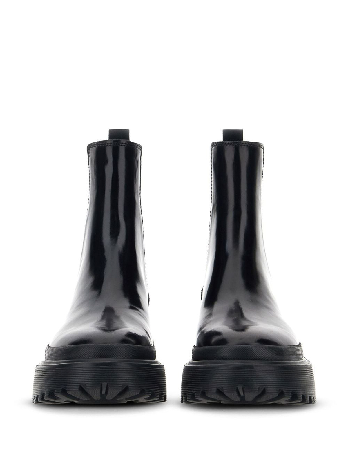 Shop Hogan Patent-leather Chelsea Boots In Black