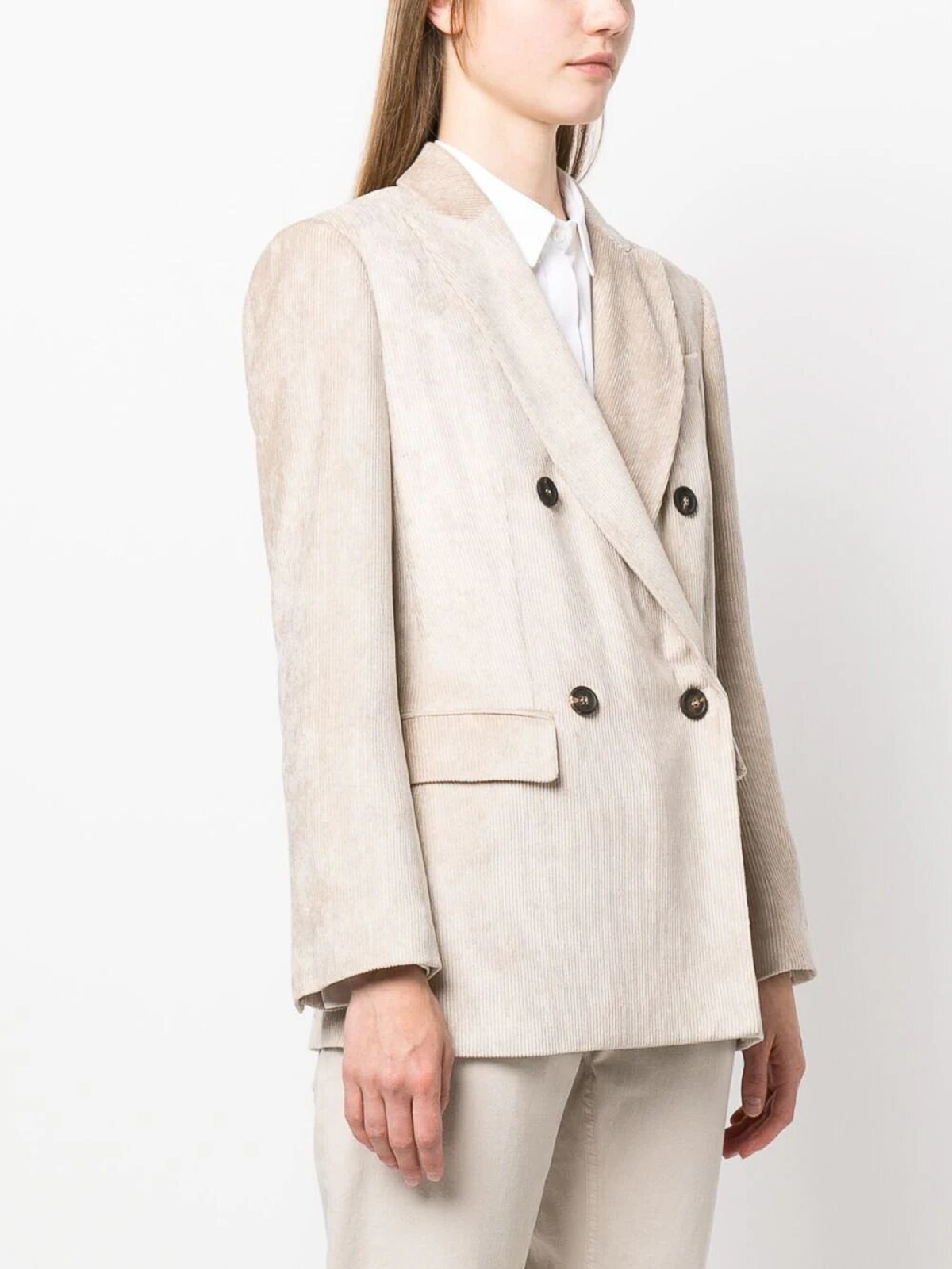 Blazers Brunello Cucinelli - Hammered corduroy blazer with monili ...