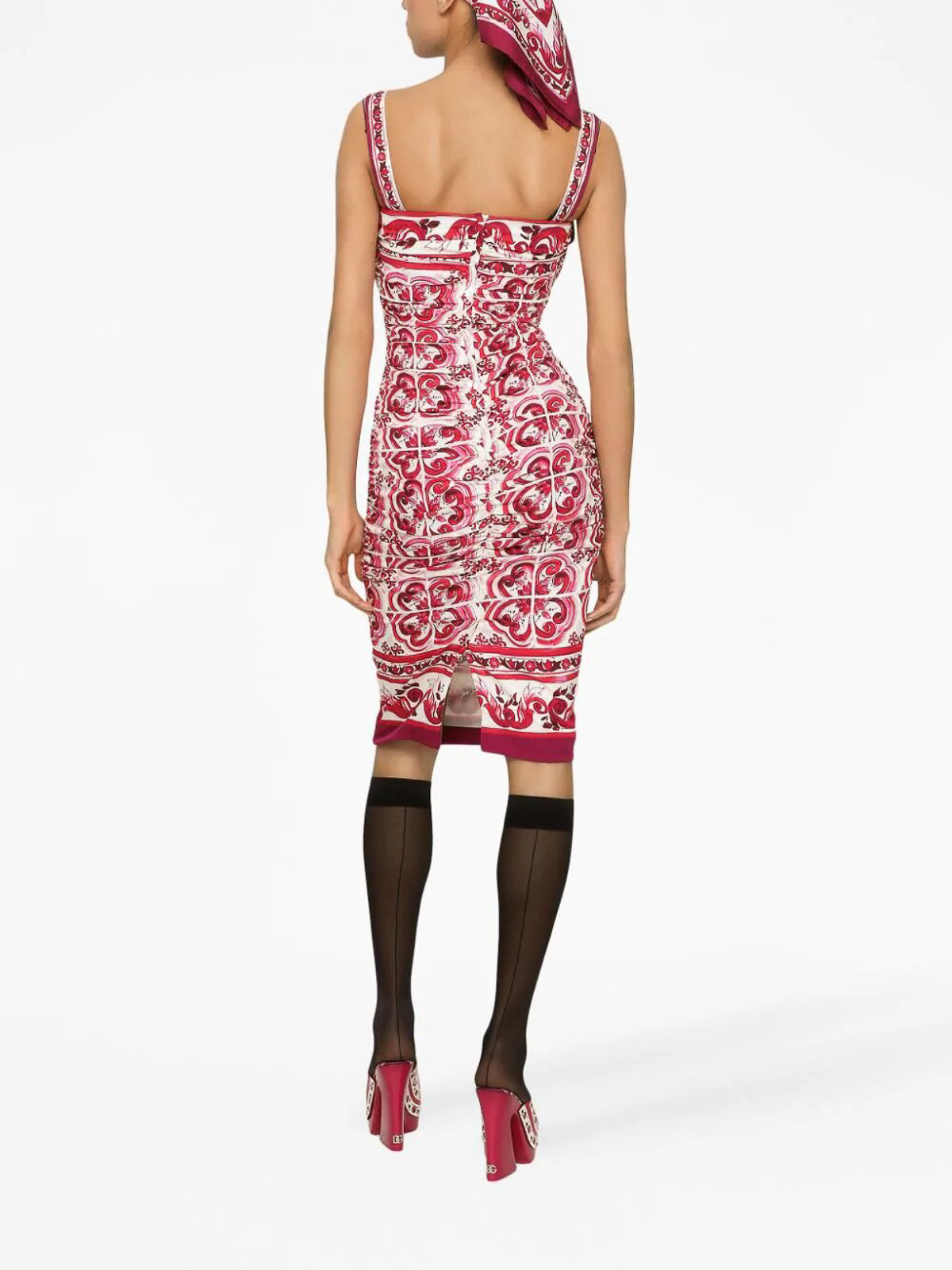 Shop Dolce & Gabbana Majolica Print Dress In Rojo
