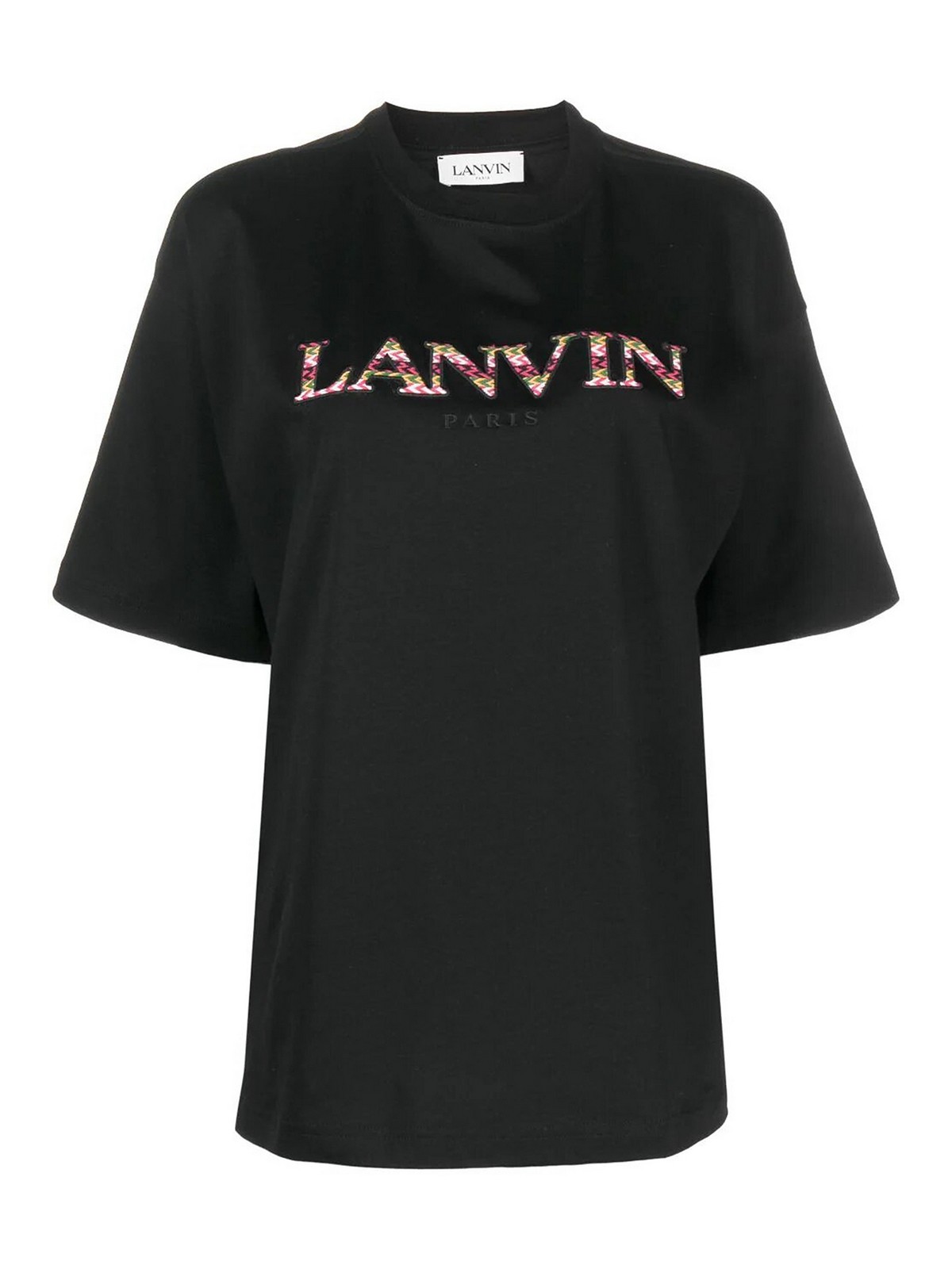 Lanvin Embroidered Logo Tee In Black
