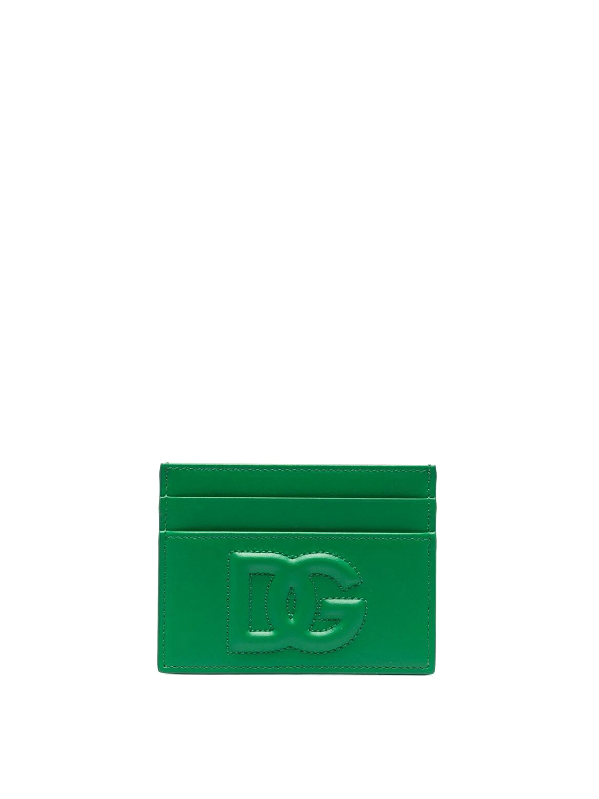 Dolce & Gabbana Logo-embossed Leather Cardholder In Green