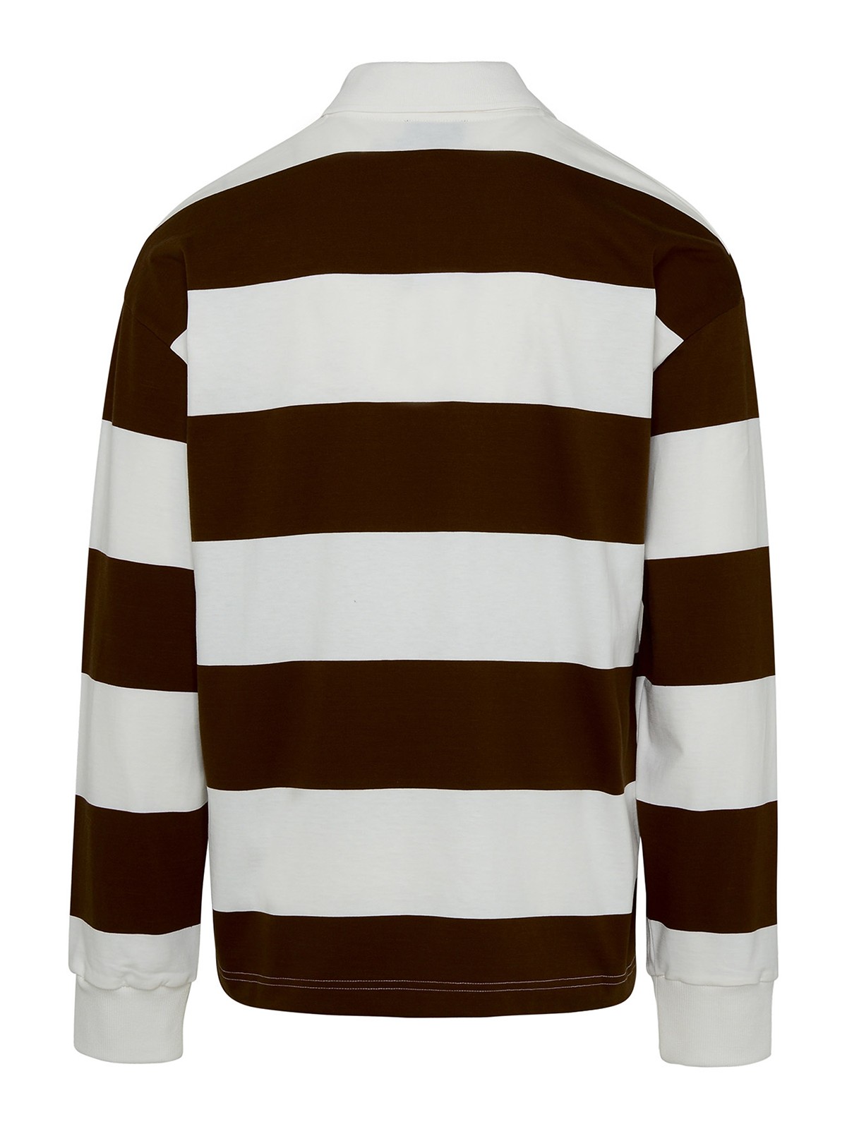 Shop Apc Riley Polo Shirt In Brown And White Cotton In Multicolour