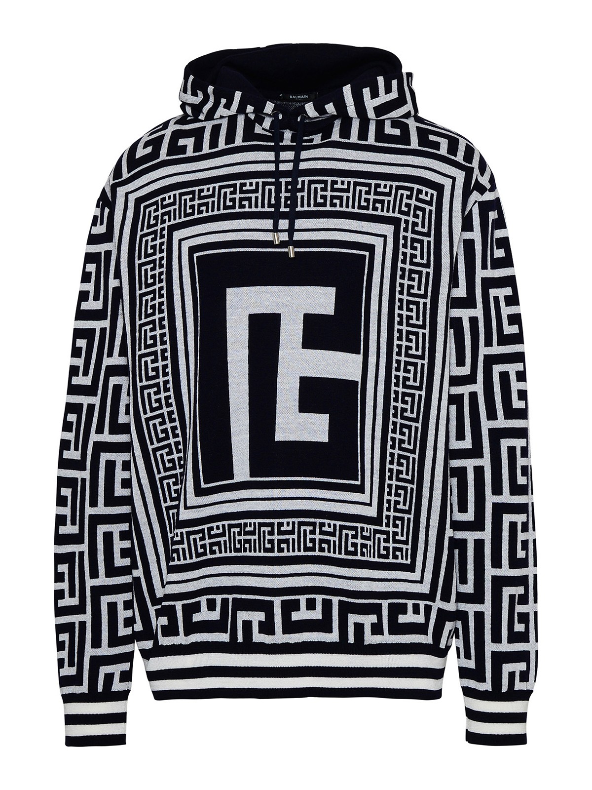 Shop Balmain Sweatshirt In Two-tone Wool Blend In Blanco
