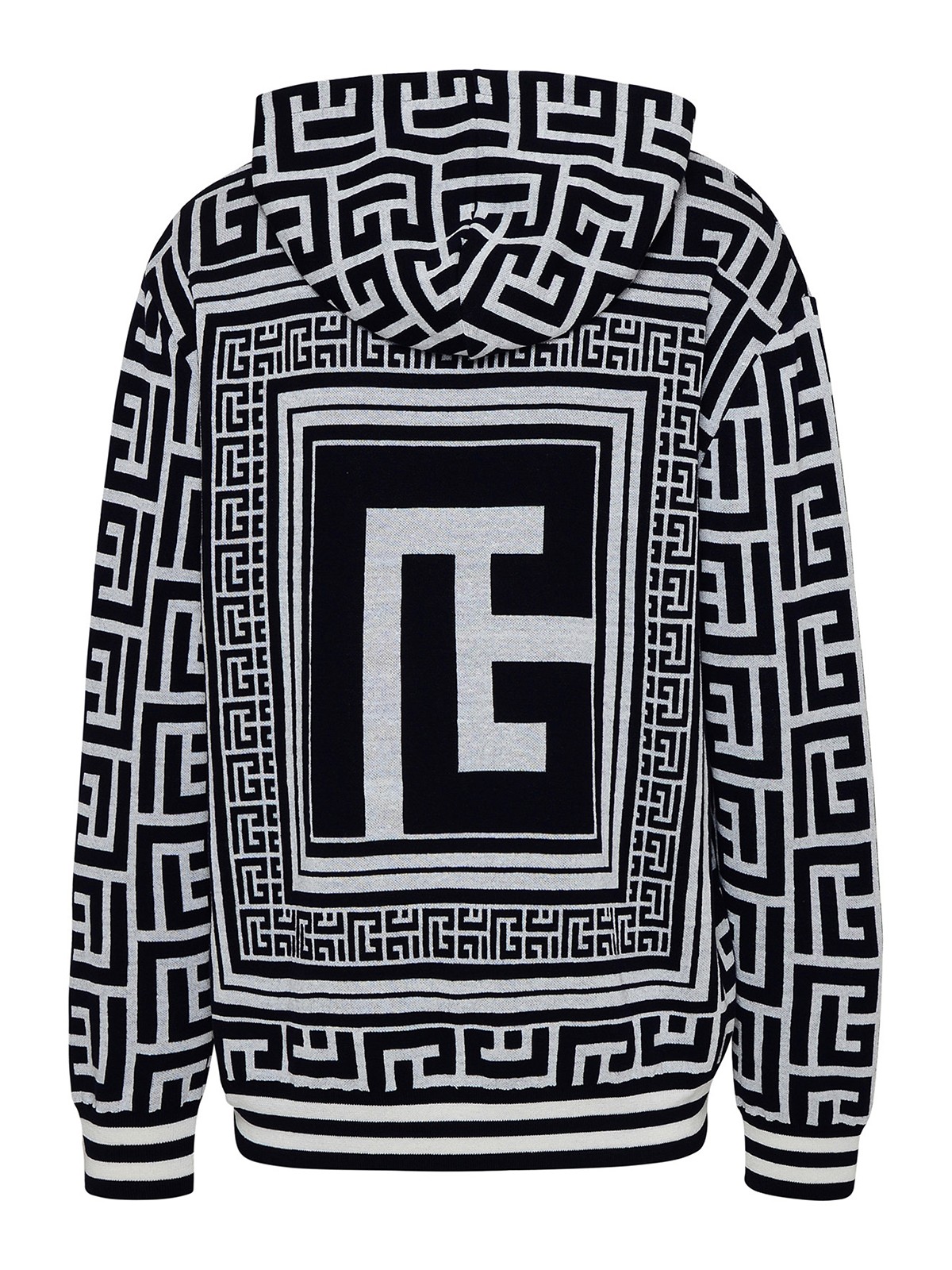 Shop Balmain Sweatshirt In Two-tone Wool Blend In Blanco