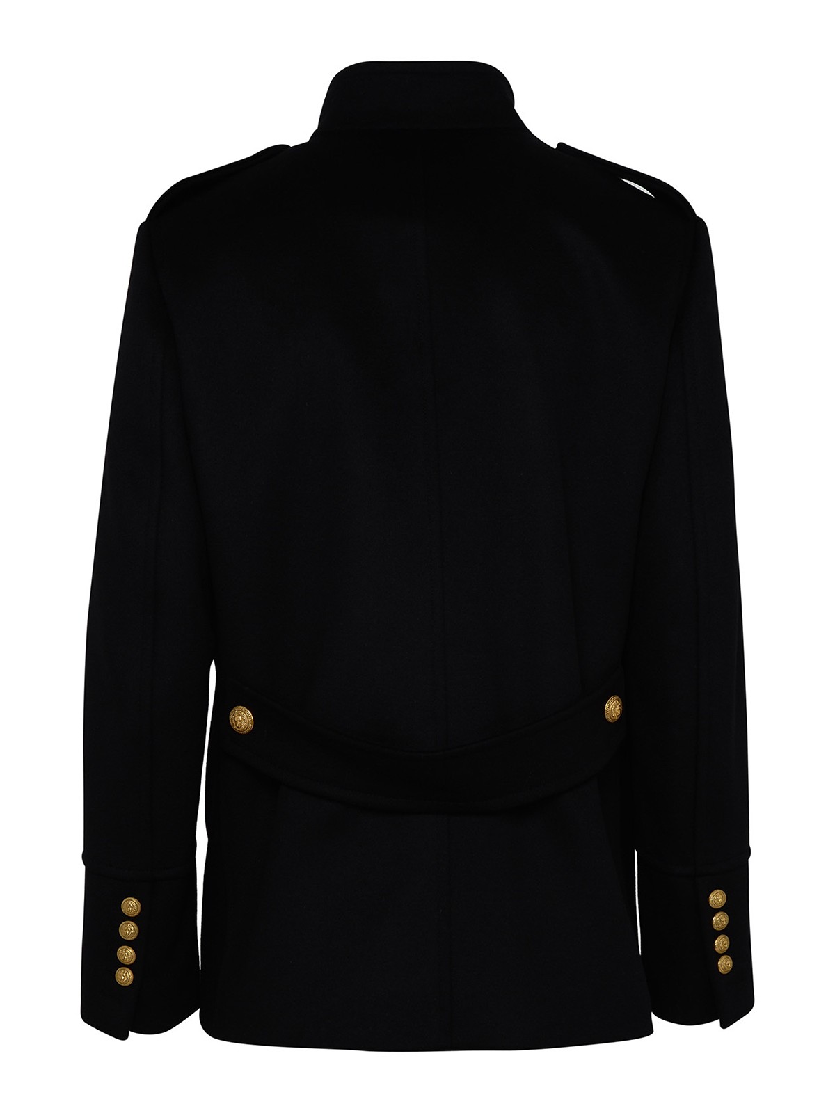 Shop Balmain Black Virgin Wool Coat