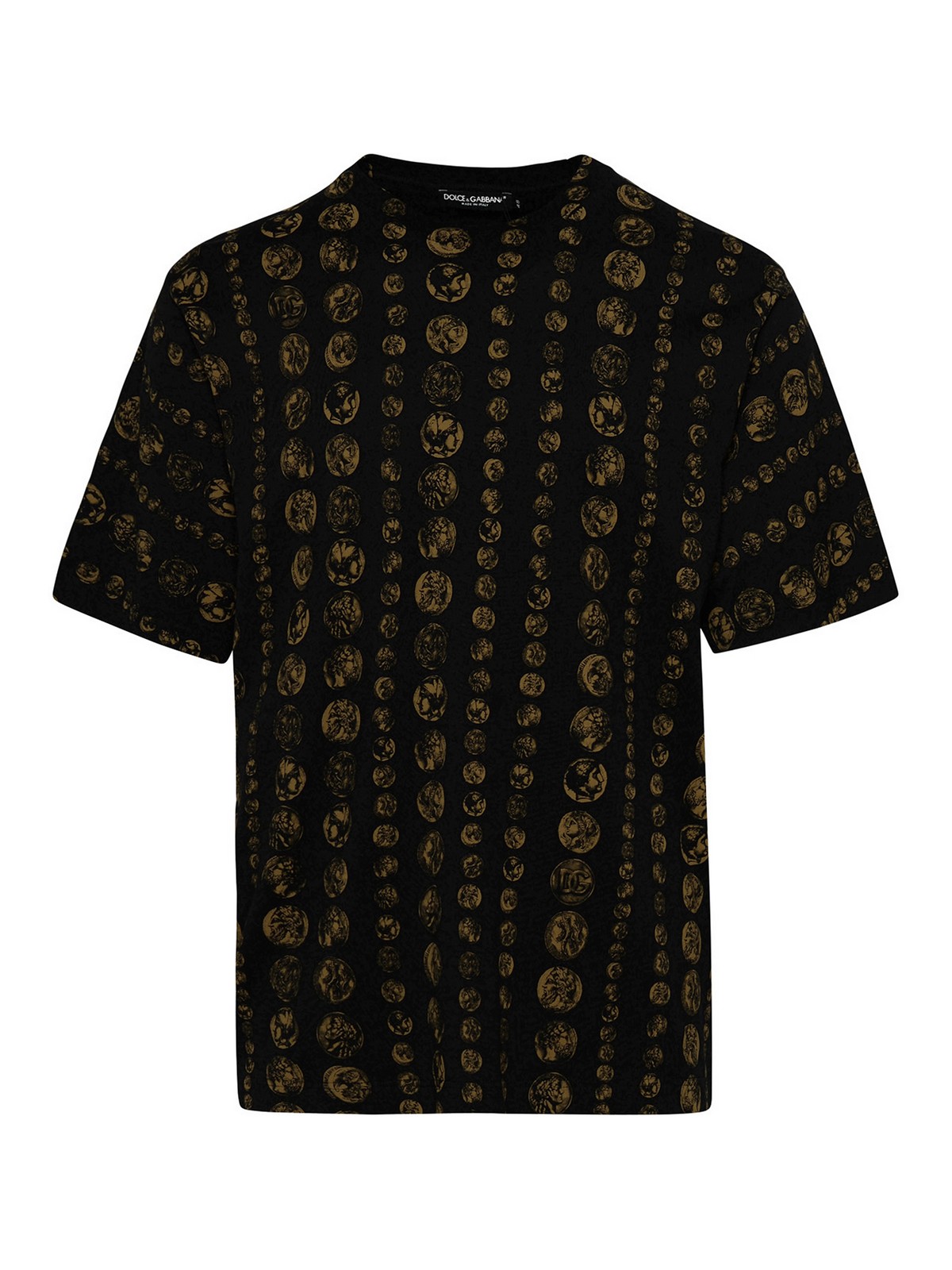 Dolce & Gabbana Coins T-shirt In Black Cotton In Negro