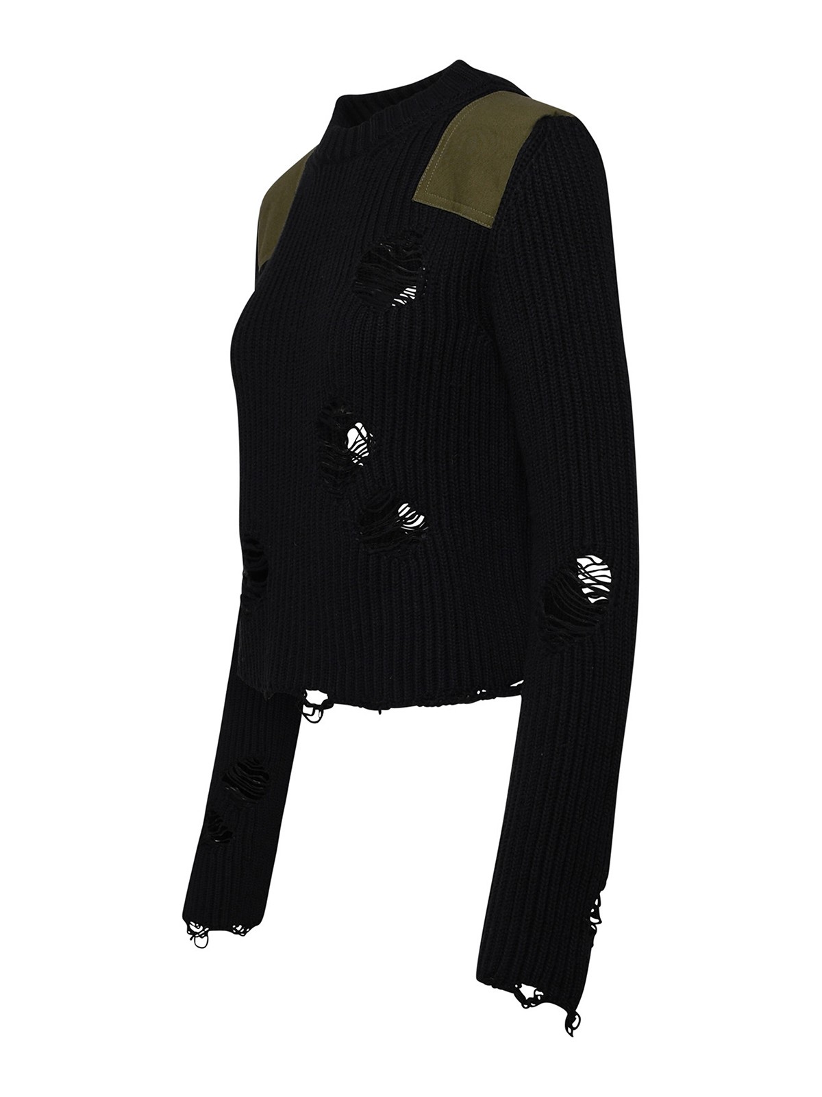 Shop Mm6 Maison Margiela Blue Wool Blend Sweater In Black