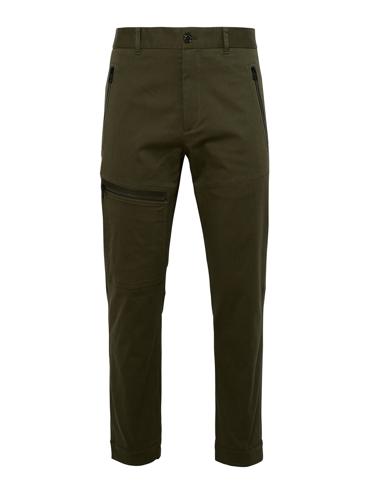 Moncler Green Cotton Trousers In Verde