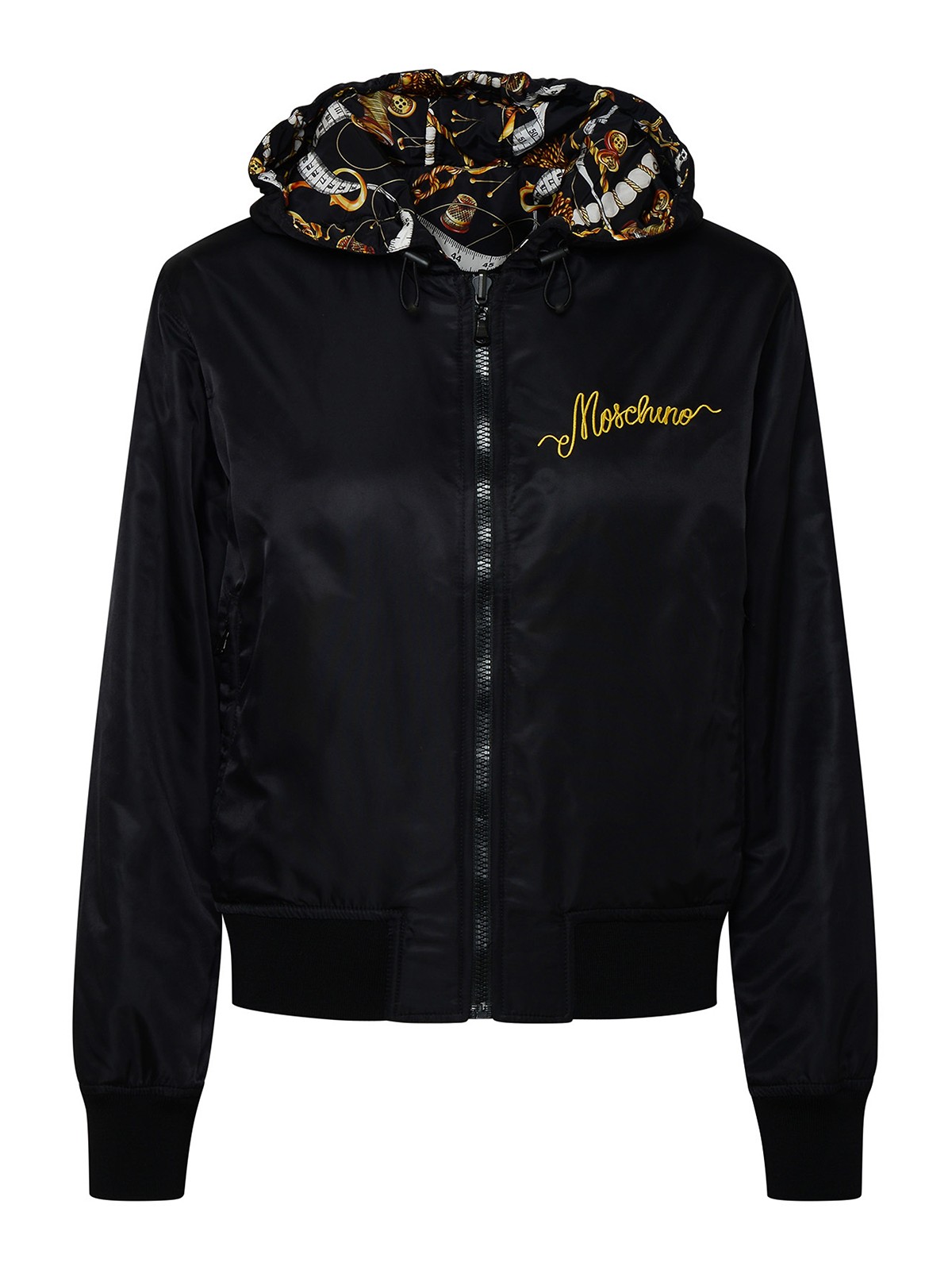 Shop Moschino Jacket In Multicolored Polyamide In Black