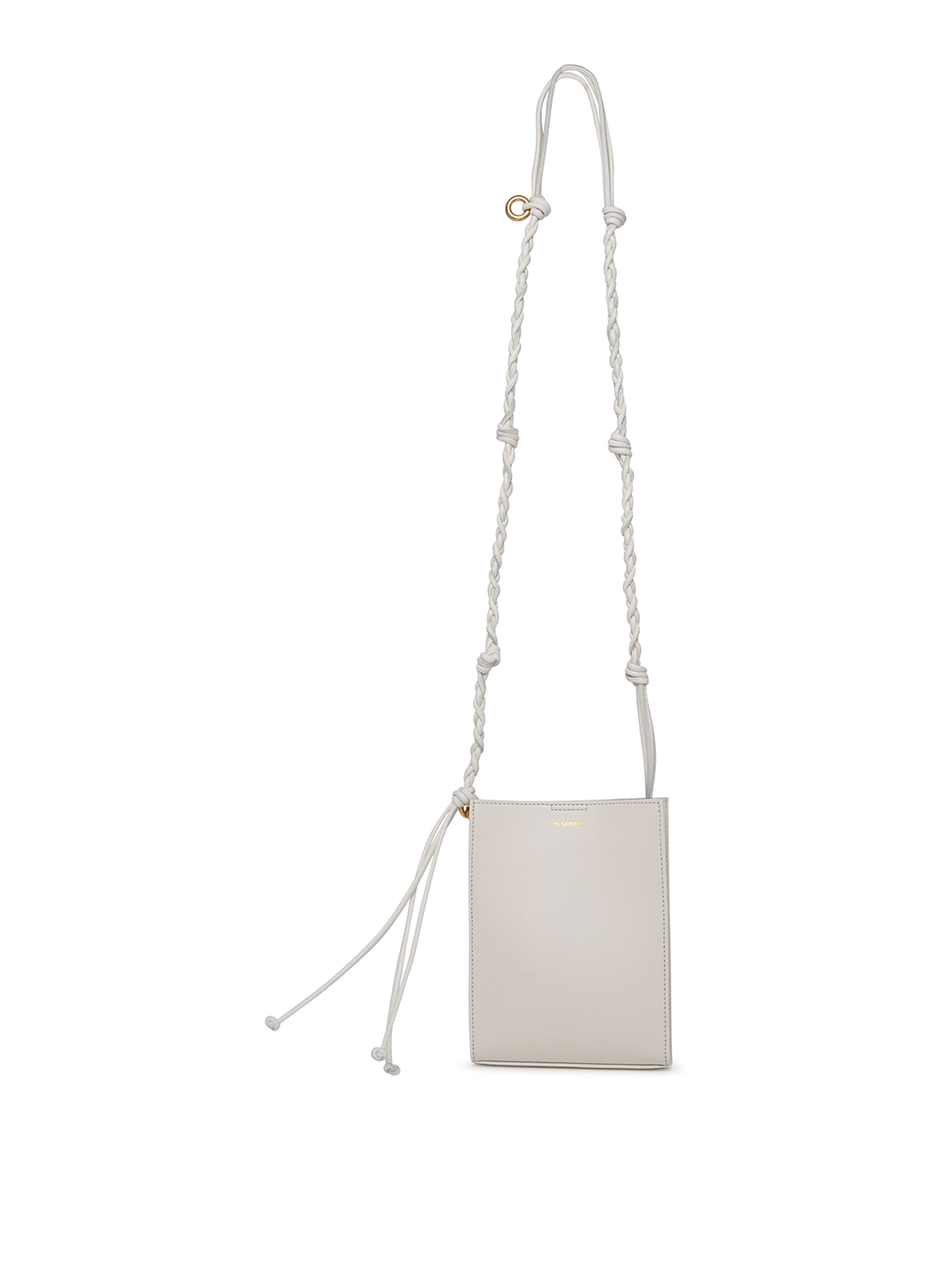 Jil Sander Tangle ring shoulder bag in white leather|J08WG0003P4841106