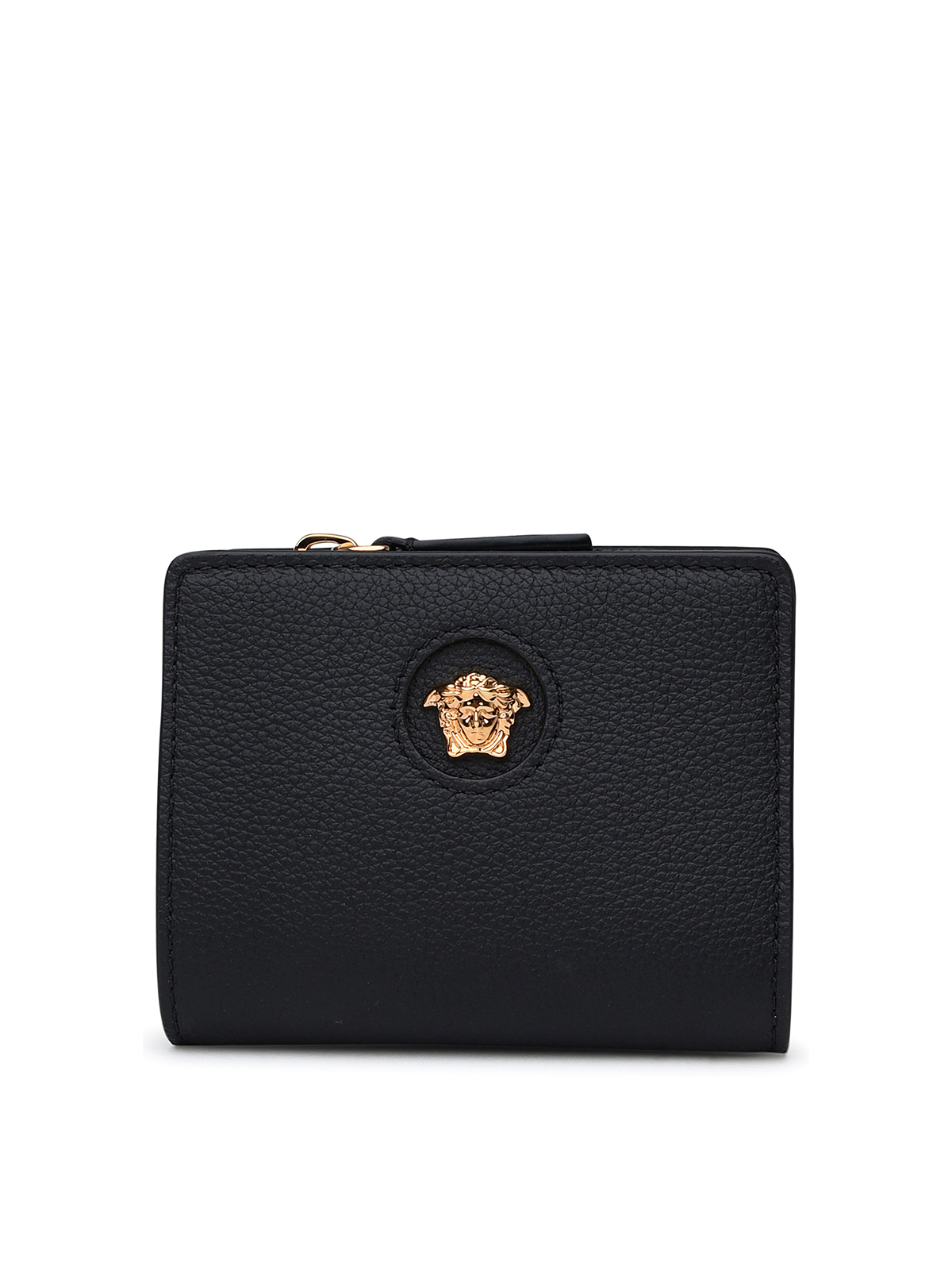 Versace La Medusa Leather Wallet In Black