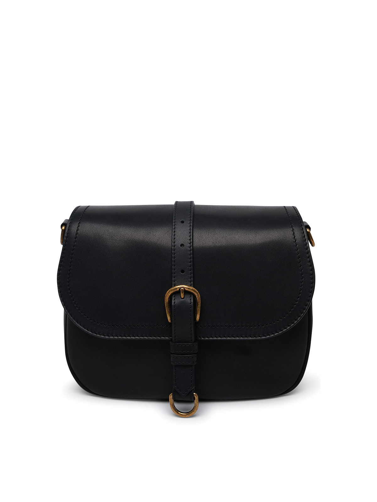Golden Goose - Medium Sally Bag in Black Leather with Buckle and Shoulder Strap, Woman, Size: U