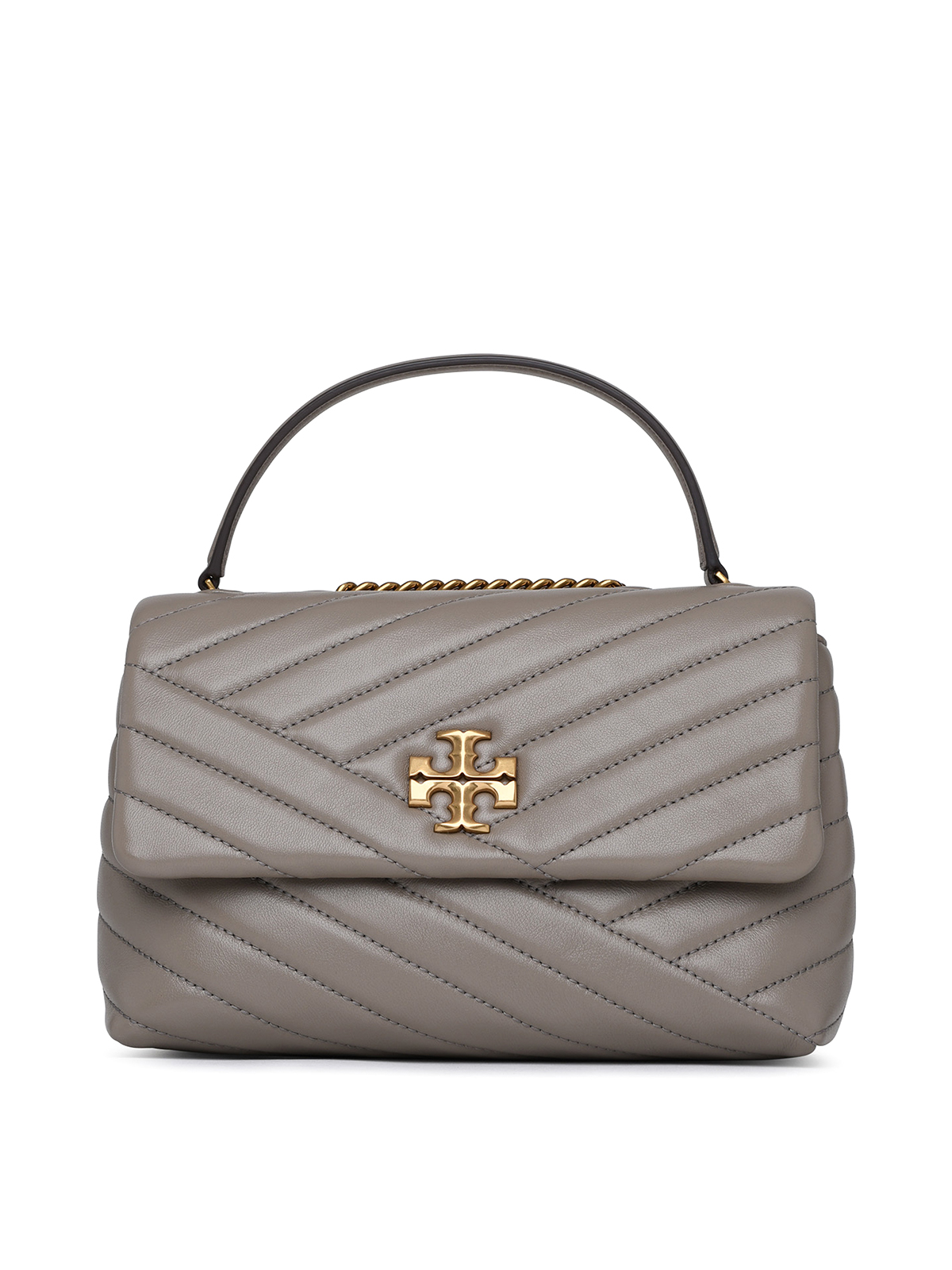 Tory Burch Small Kira Bag In Gray Leather In Beige