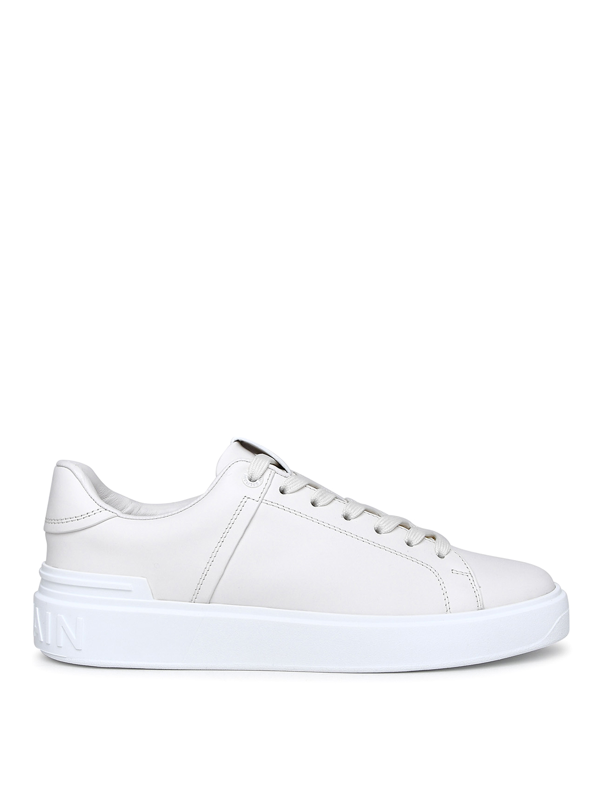 Shop Balmain White Leather B-court Sneaker