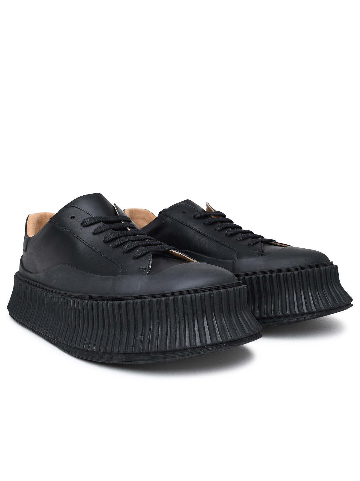 Shop Jil Sander Black Leather Sneaker