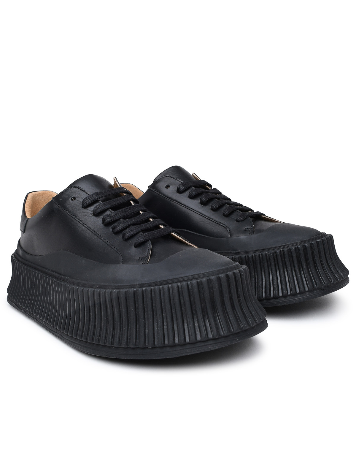 Shop Jil Sander Black Leather Sneaker