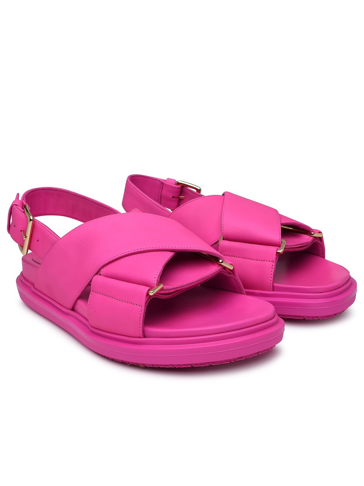 Shop Marni Fuchsia Leather Fussbett Sandal In Color Carne Y Neutral