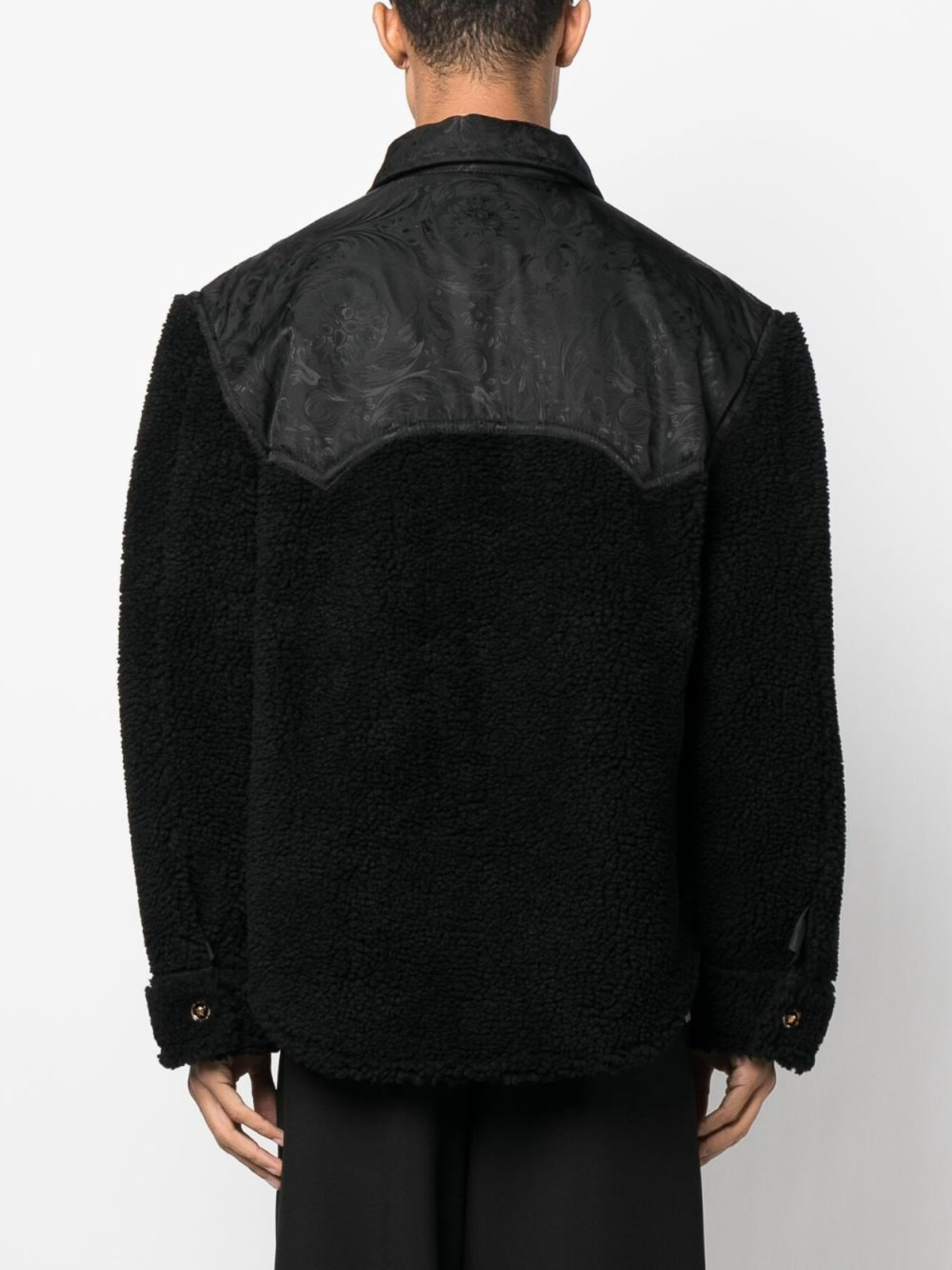 Shop Versace Fleece Jacket In Black