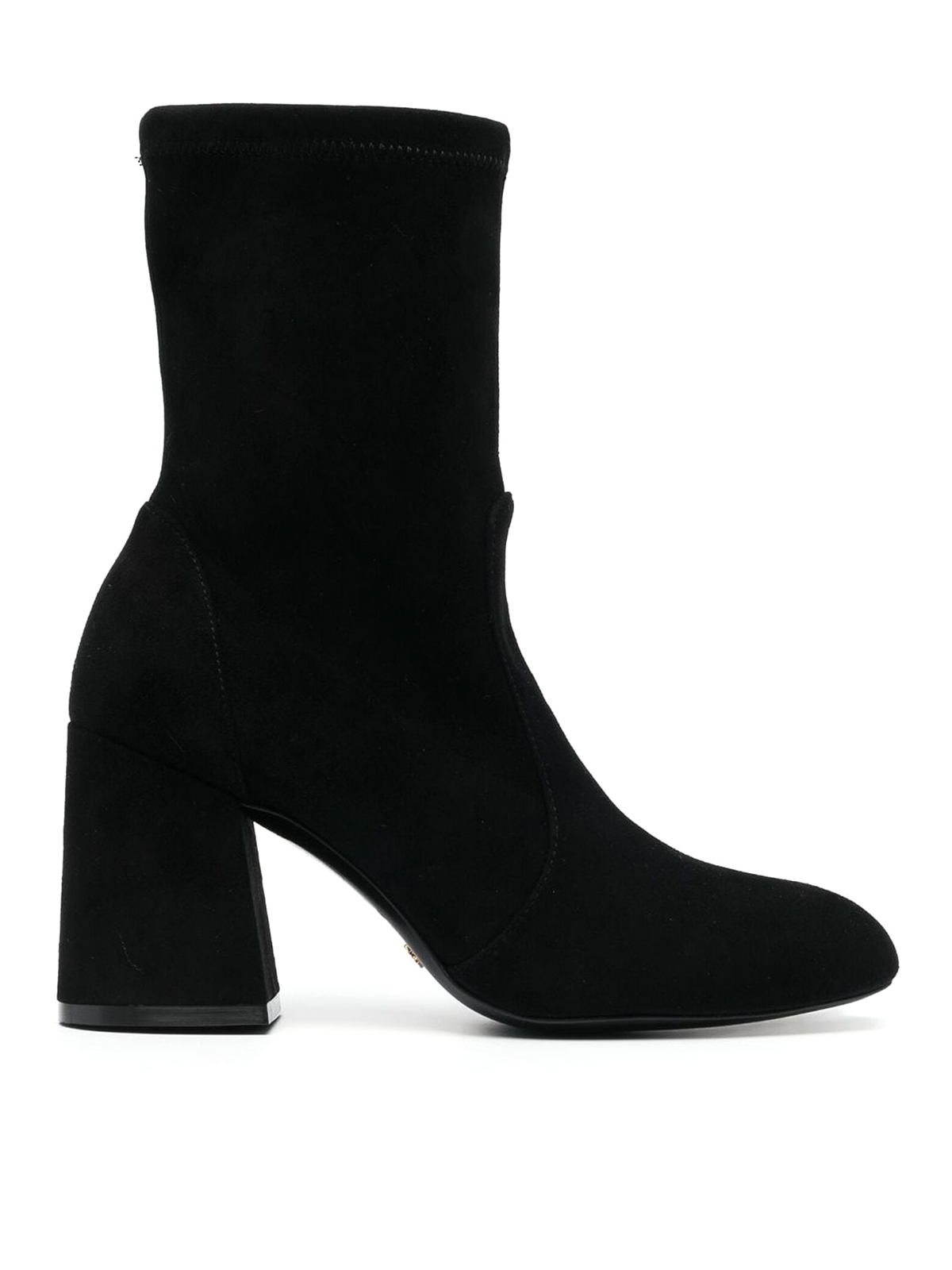Stuart Weitzman Shoes Black SF414FLAREBLOCK85STRETCHBOOTIEB