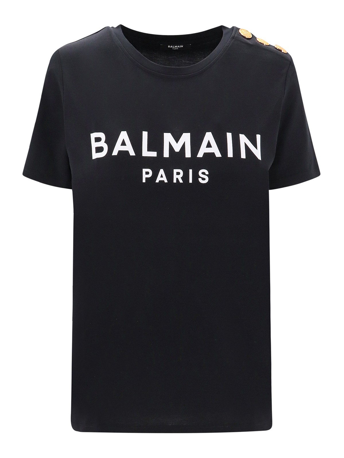 Tシャツ・カットソー BALMAIN Women Tops BF1EF005BB02EAB BLACK T-shirt with Balmain Paris print black black - Women | BALMAIN