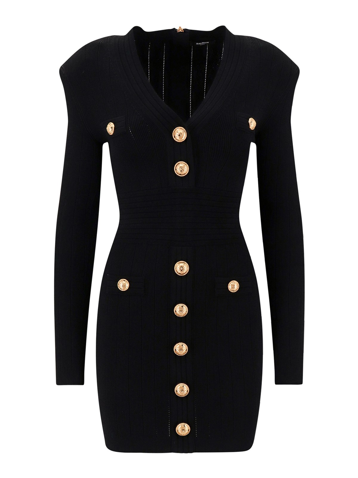 balmain black dress gold buttons BALMAIN Mini Dress
