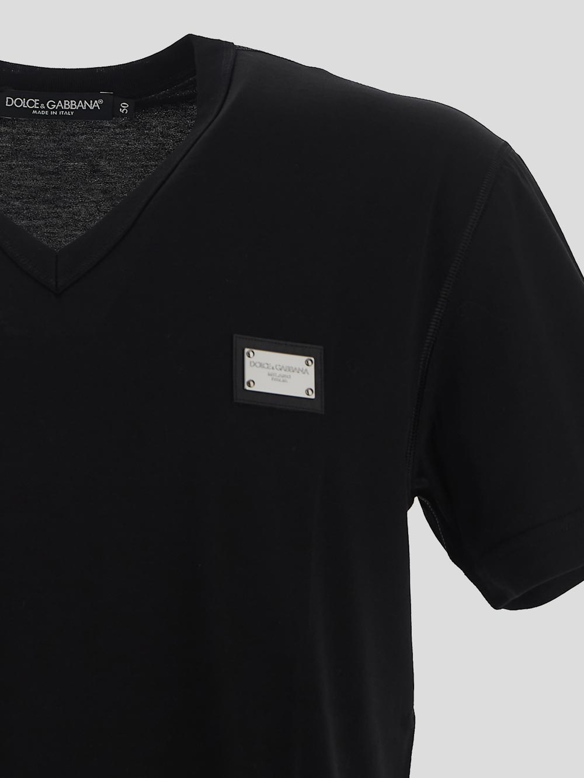 Dolce & Gabbana Dolce&gabbana Black Crewneck T Shirt With Logo Plaque In Black